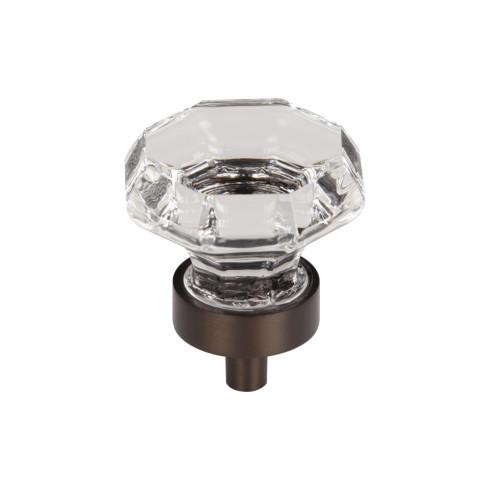 Top Knobs Clear Octagon Crystal Knob 1 3/8 Inch w/ Oil Rubbed Bronze Base
