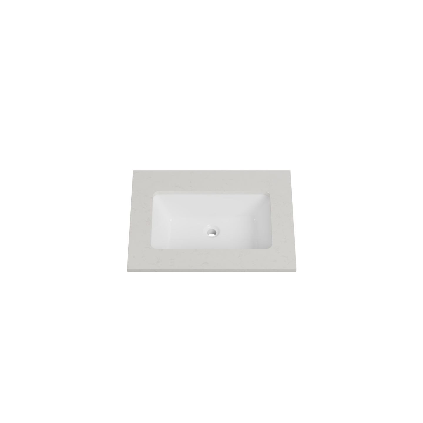 Timberline 25 Inch Quartz Top with Undermount Sink, Center Bowl, 19 Inch Deep, 3 Faucet Hole