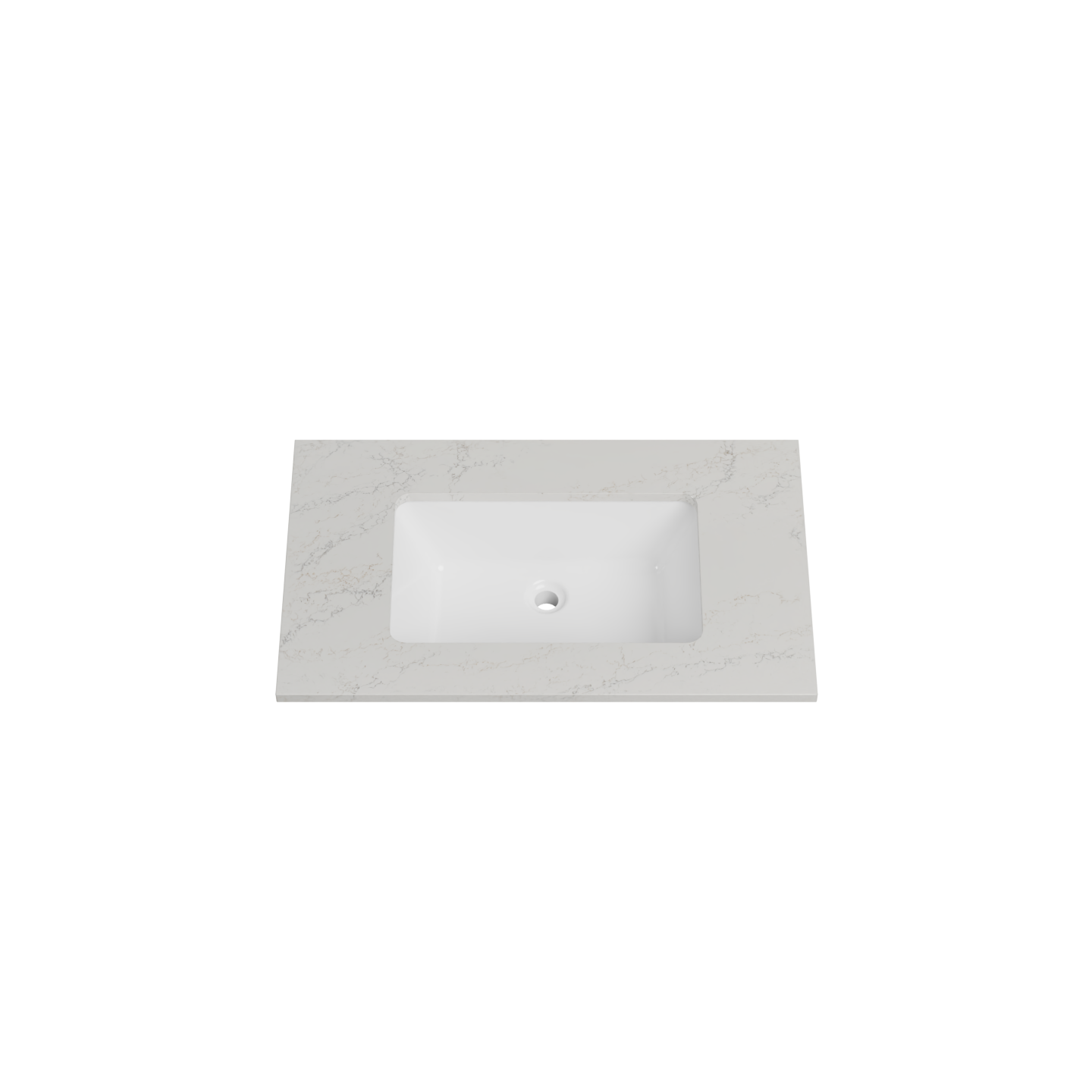 Timberline 31 Inch Quartz Top with Undermount Sink, Center Bowl, 19 Inch Deep, 3 Faucet Hole