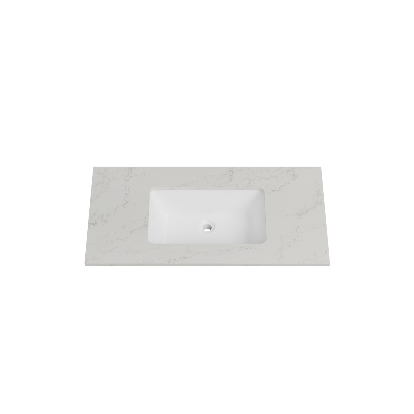 Timberline 37 Inch Quartz Top with Undermount Sink, Center Bowl, 19 Inch Deep, 3 Faucet Hole