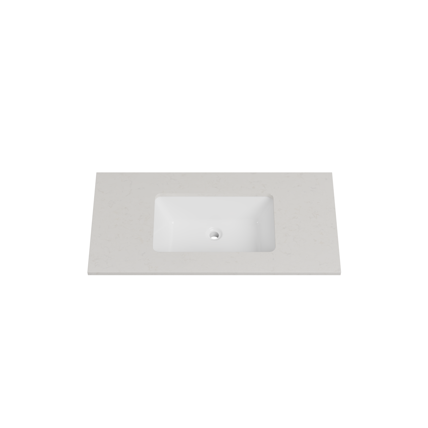 Timberline 37 Inch Quartz Top with Undermount Sink, Center Bowl, 19 Inch Deep, 3 Faucet Hole