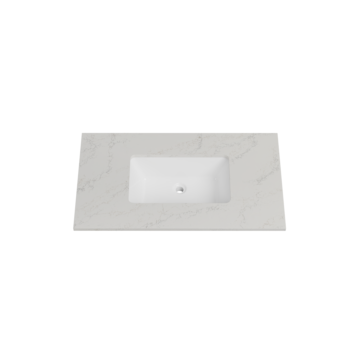 Timberline 37 Inch Quartz Top with Undermount Sink, Center Bowl, 22 Inch Deep, 0 Faucet Hole