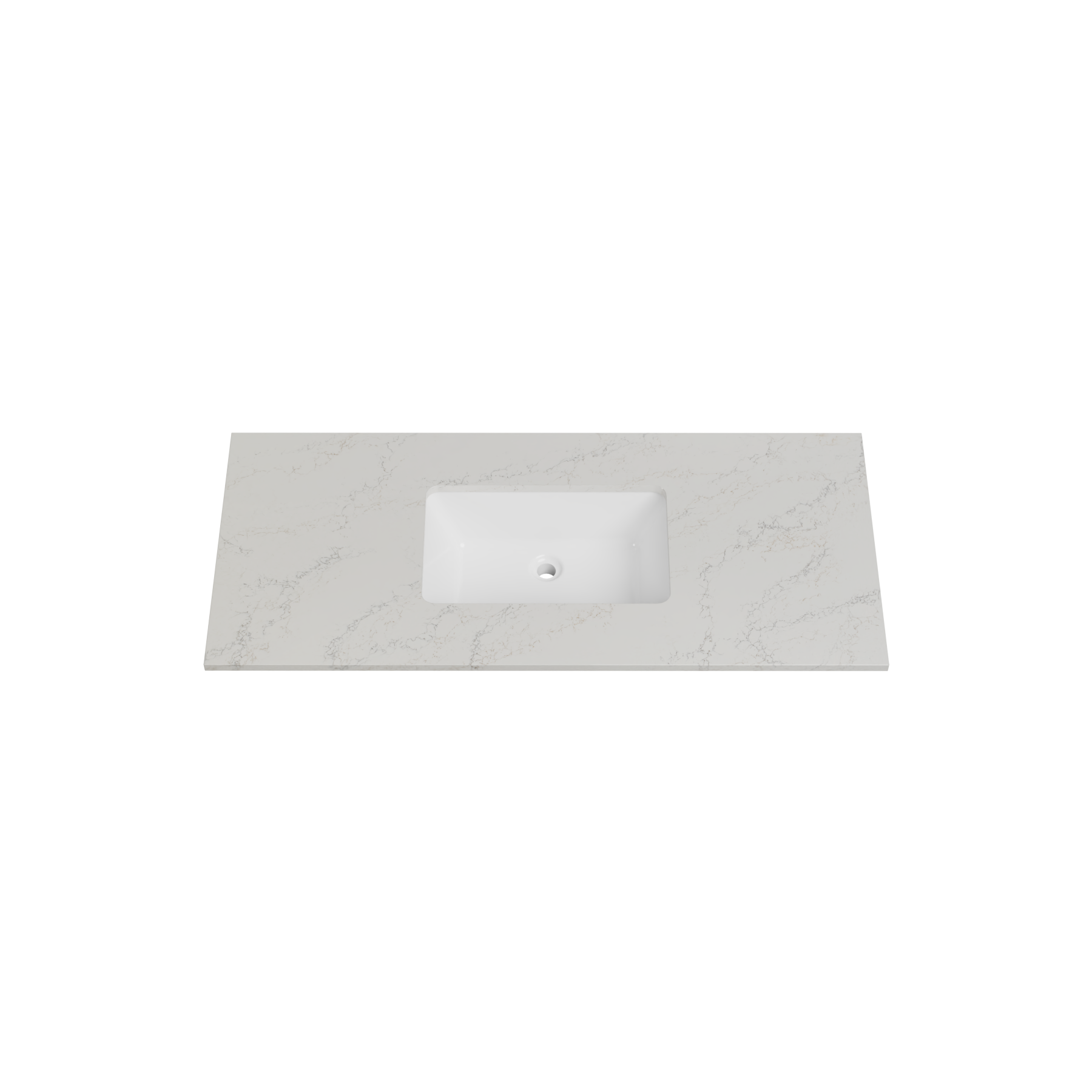 Timberline 49 Inch Quartz Top with Undermount Sink, Center Bowl, 22 Inch Deep, 0 Faucet Hole