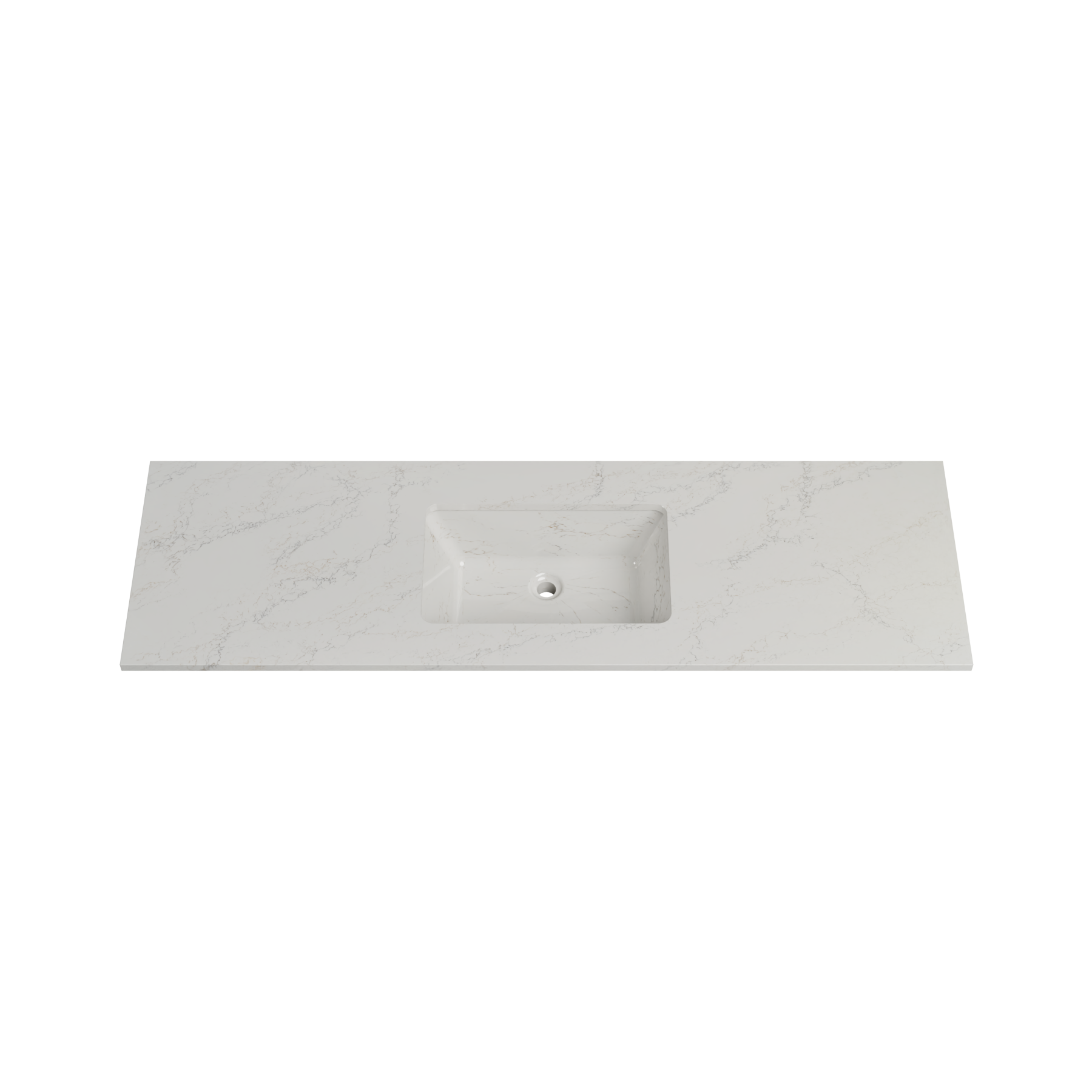Timberline 61 Inch Quartz Top with Undermount Sink, Center Bowl, 19 Inch Deep, 0 Faucet Hole