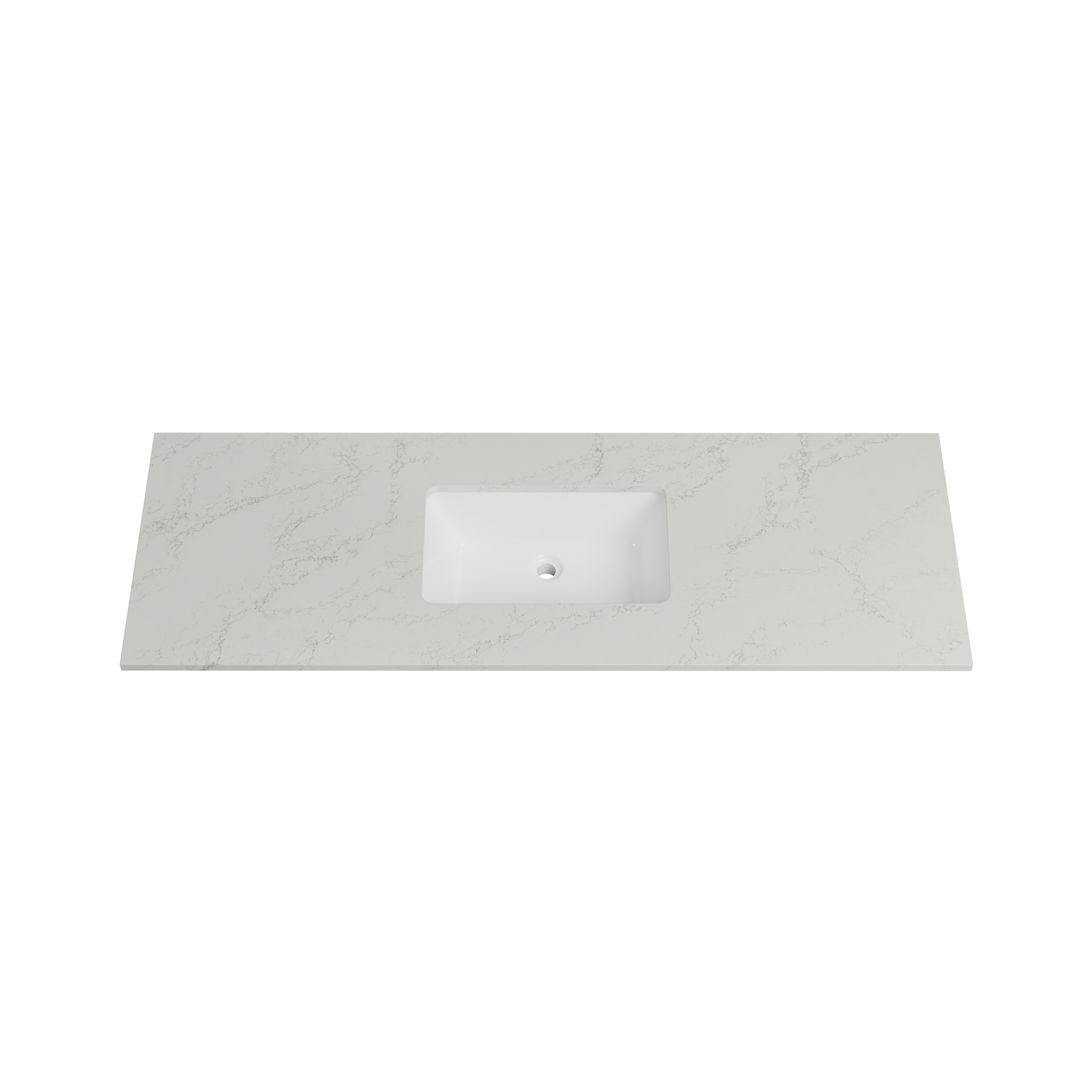 Timberline 61 Inch Quartz Top with Undermount Sink, Center Bowl, 22 Inch Deep, 0 Faucet Hole
