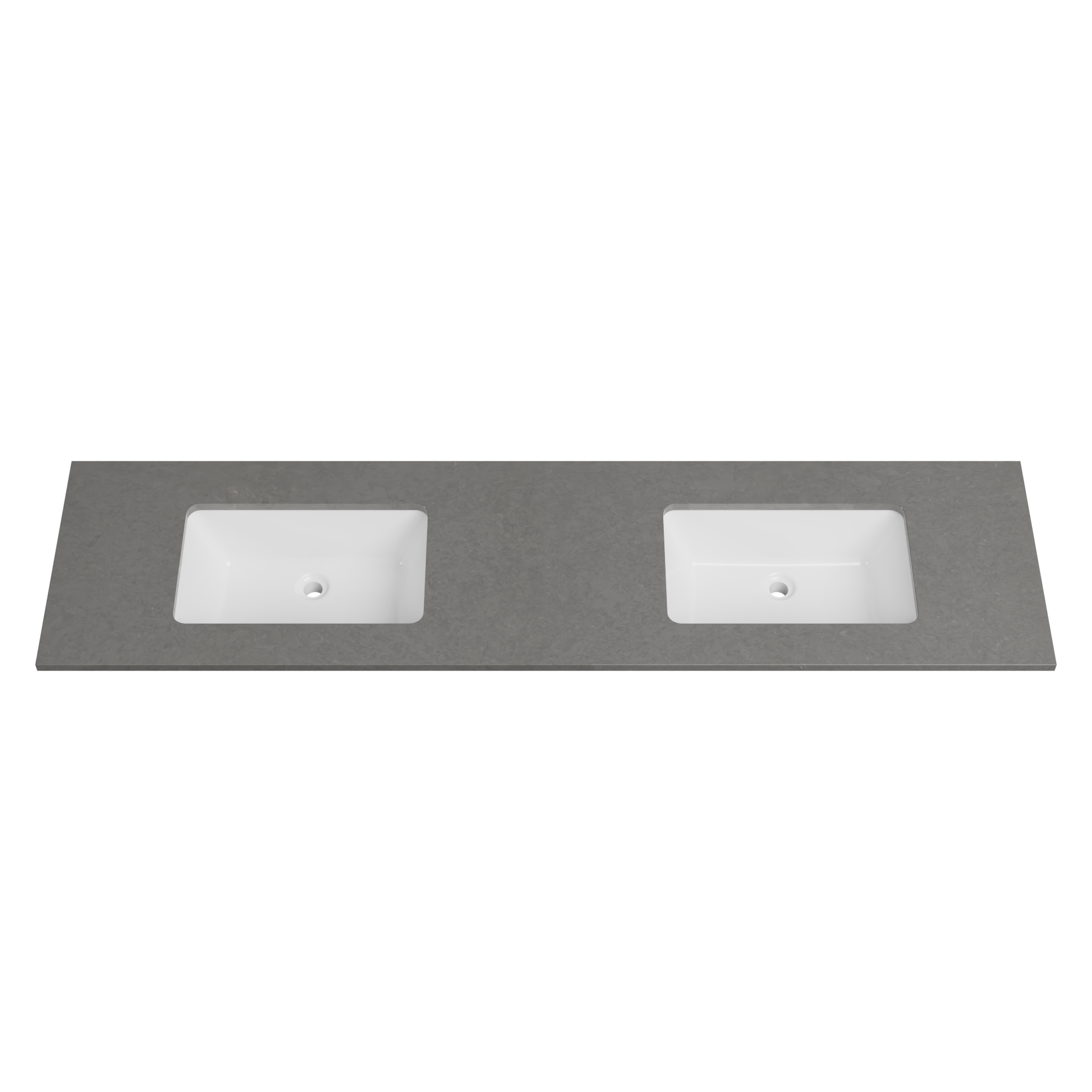 Timberline 73 Inch Quartz Top with Undermount Sink, Double Bowl, 19 Inch Deep, 0 Faucet Hole
