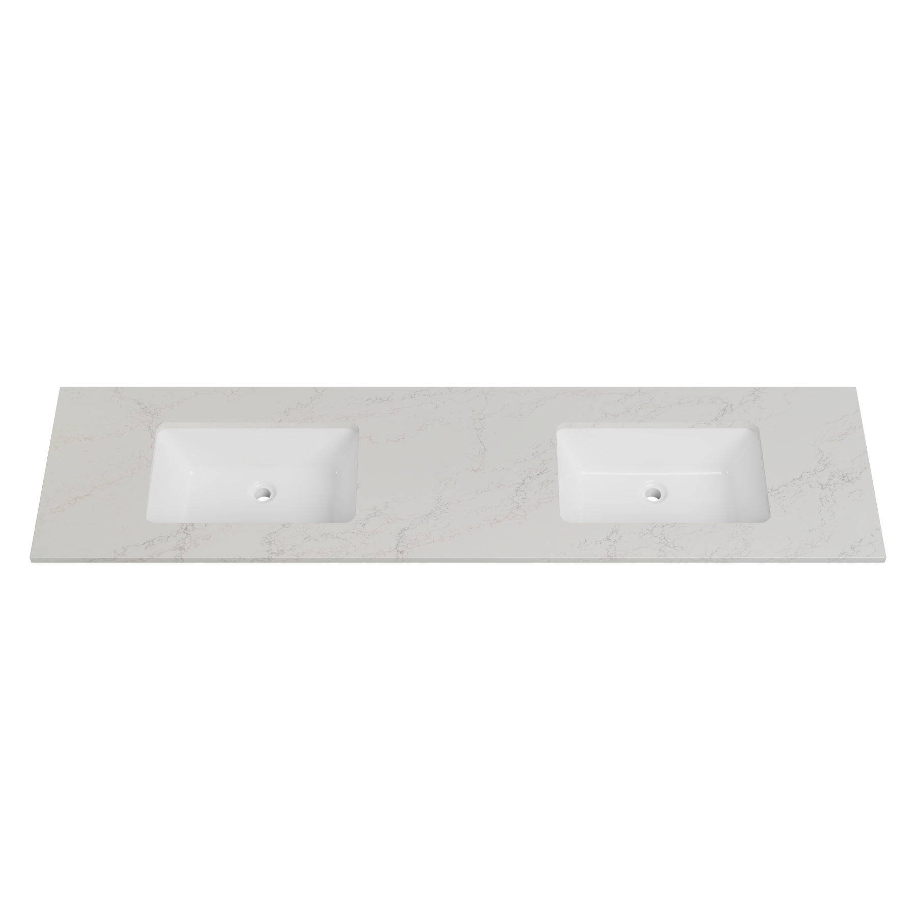 Timberline 73 Inch Quartz Top with Undermount Sink, Double Bowl, 19 Inch Deep, 0 Faucet Hole