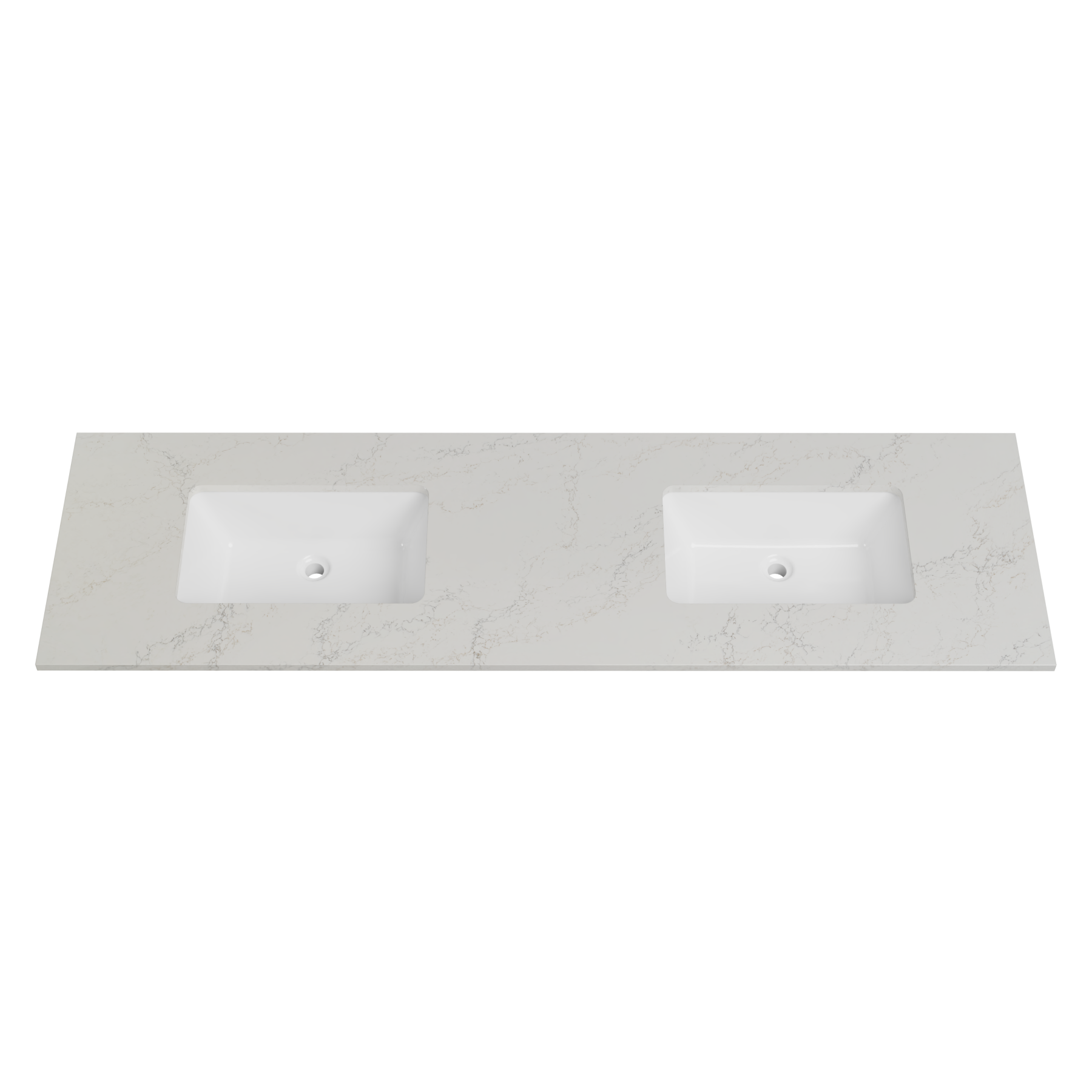 Timberline 73 Inch Quartz Top with Undermount Sink, Double Bowl, 22 Inch Deep, 0 Faucet Hole