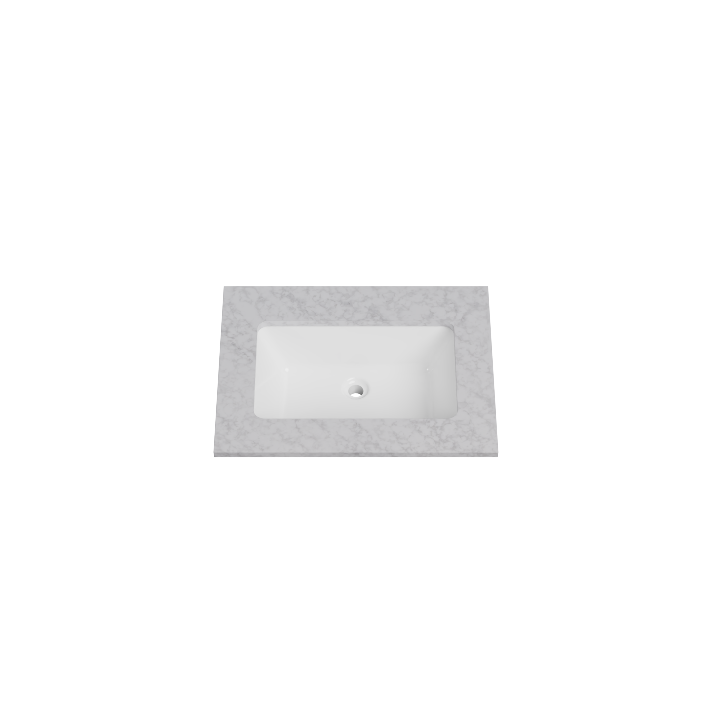 Timberline 25 Inch Solid Surface Top with Undermount Sink, Center Bowl, 19 Inch Deep, 3 Faucet Hole