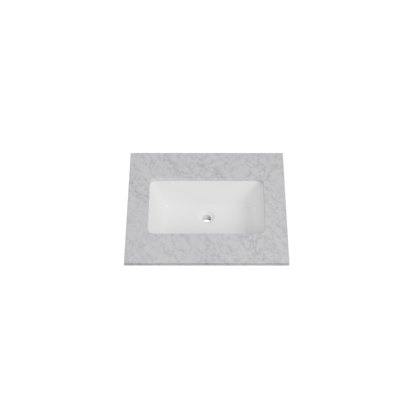 Timberline 25 Inch Solid Surface Top with Undermount Sink, Center Bowl, 22 Inch Deep, 0 Faucet Hole