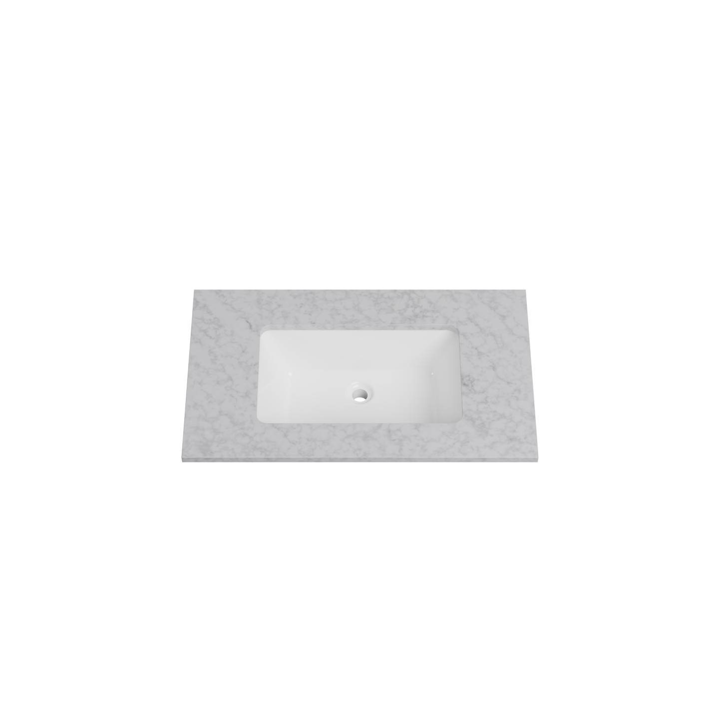 Timberline 31 Inch Solid Surface Top with Undermount Sink, Center Bowl, 19 Inch Deep, 3 Faucet Hole