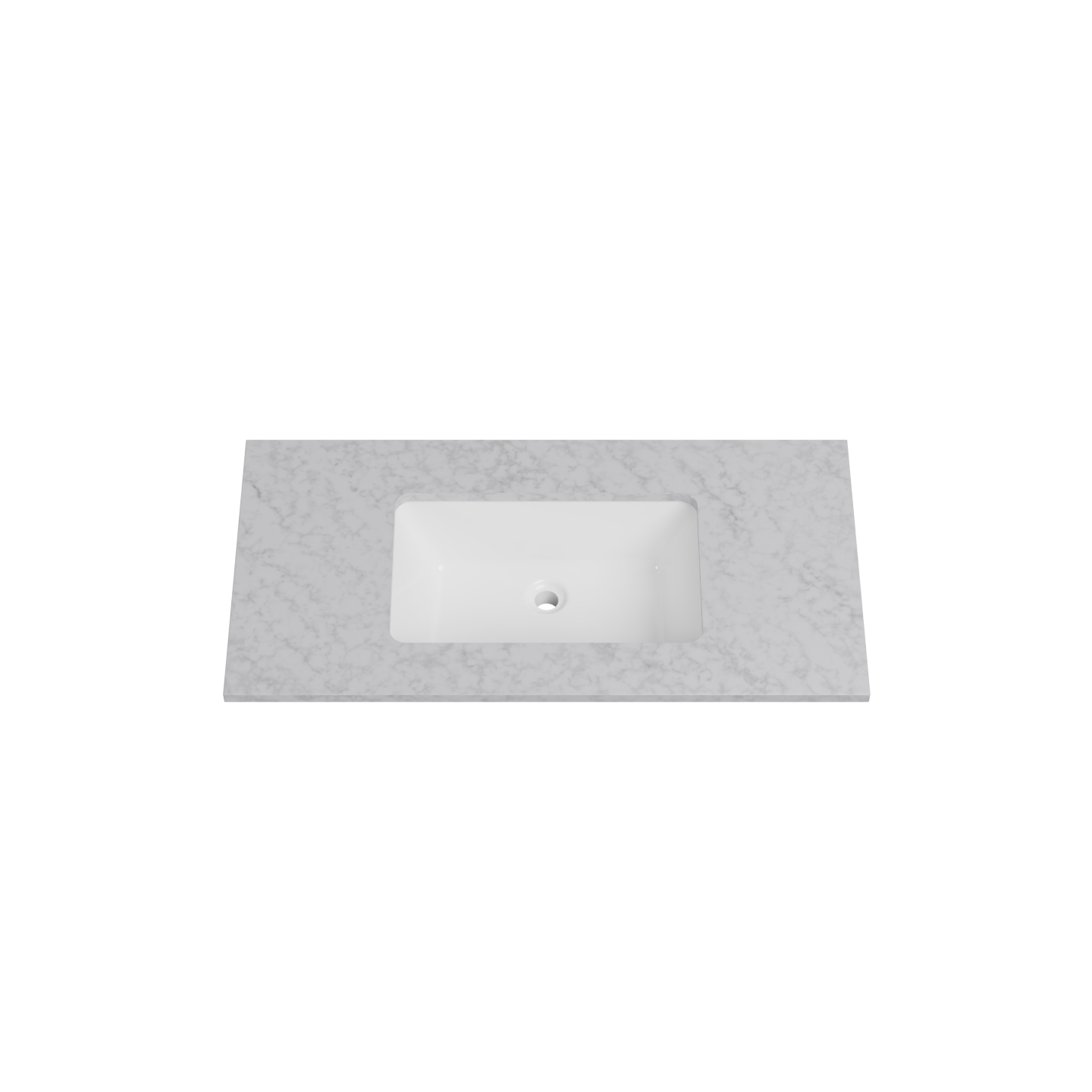 Timberline 37 Inch Solid Surface Top with Undermount Sink, Center Bowl, 19 Inch Deep, 0 Faucet Hole