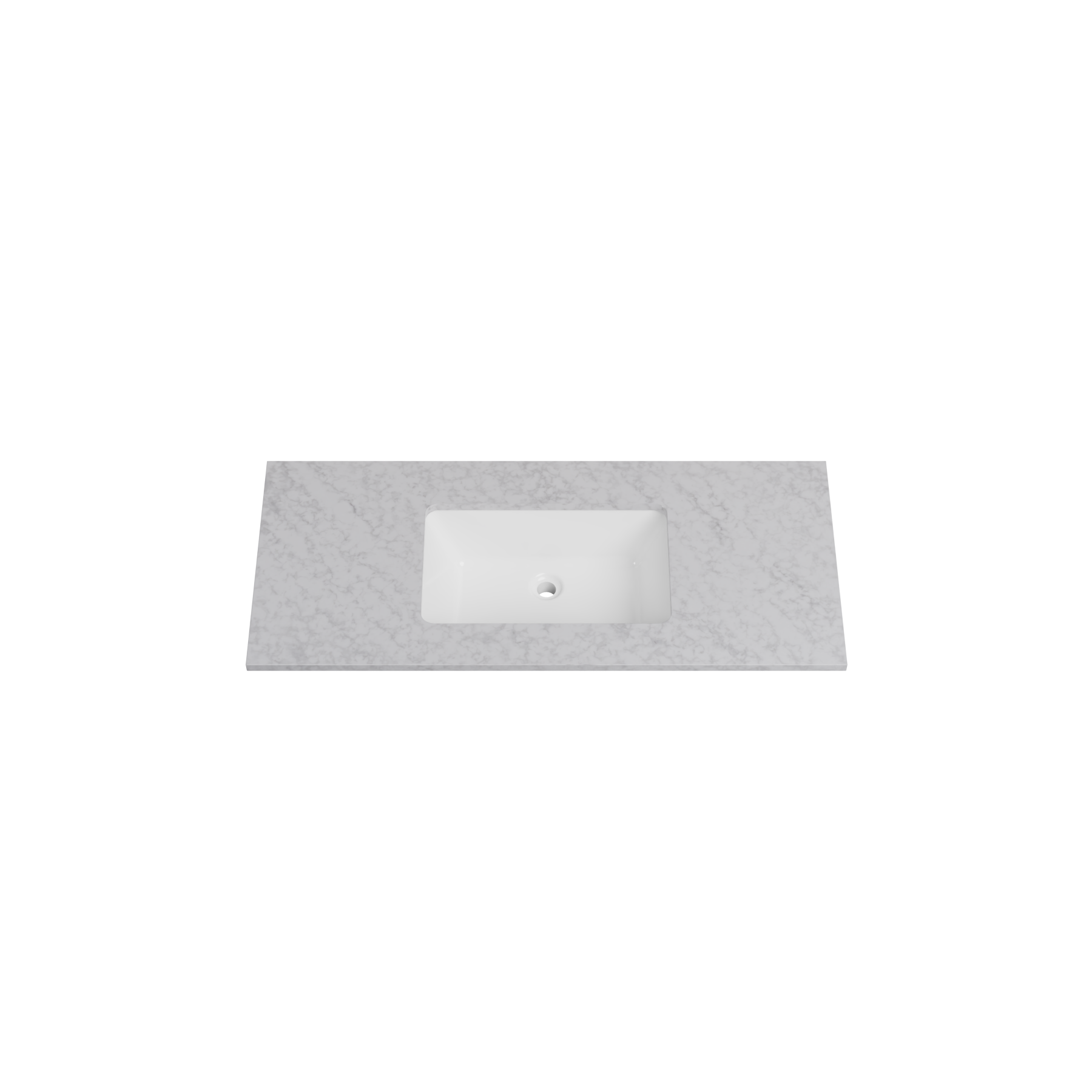 Timberline 43 Inch Solid Surface Top with Undermount Sink, Center Bowl, 19 Inch Deep, 1 Faucet Hole