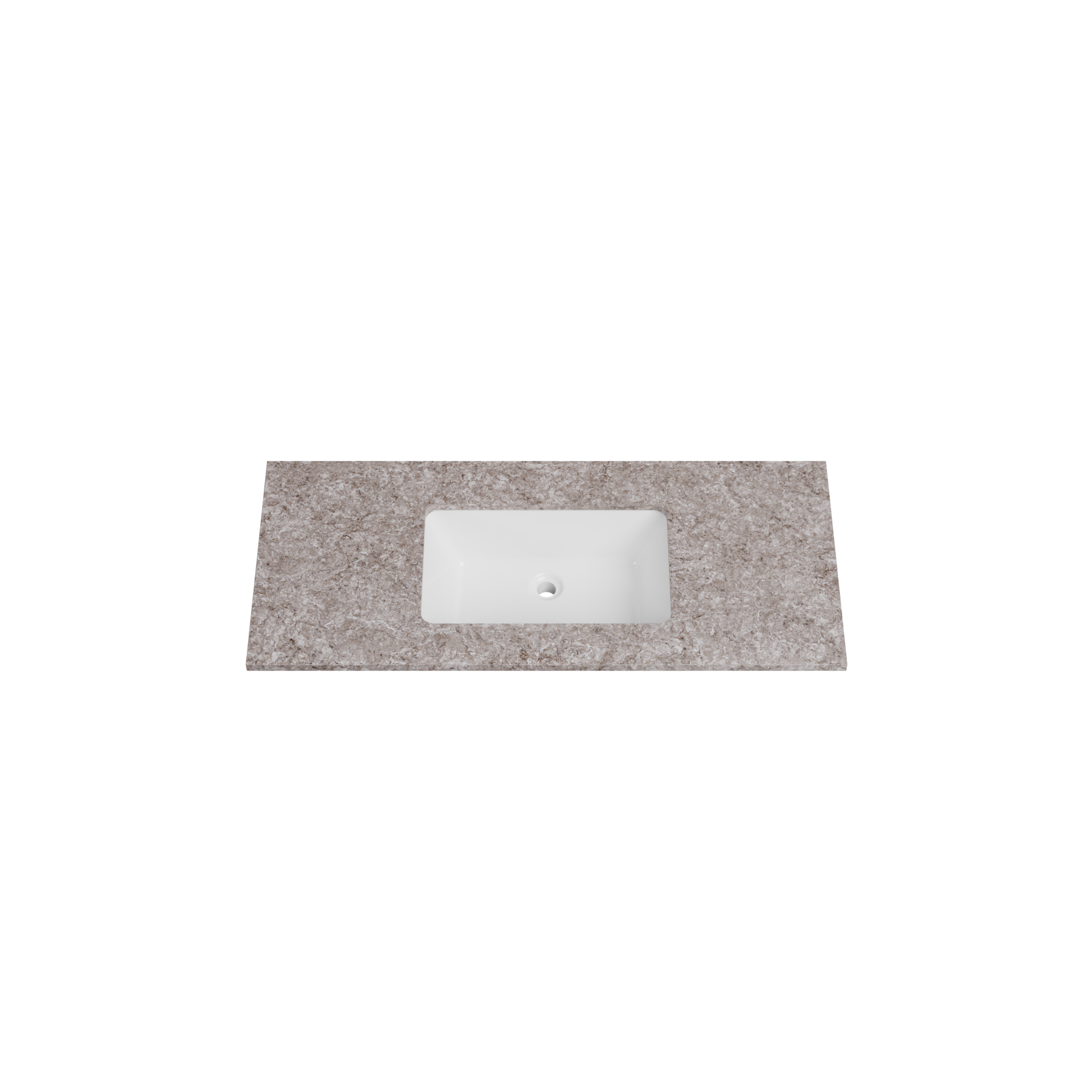 Timberline 43 Inch Solid Surface Top with Undermount Sink, Center Bowl, 19 Inch Deep, 0 Faucet Hole