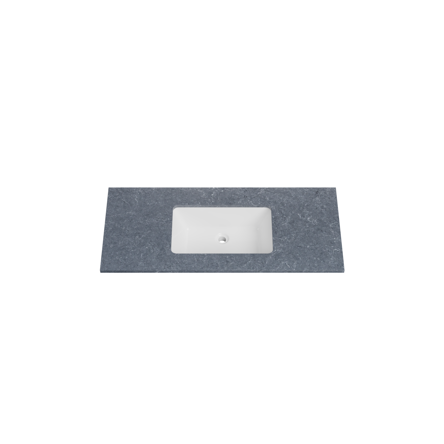 Timberline 43 Inch Solid Surface Top with Undermount Sink, Center Bowl, 19 Inch Deep, 1 Faucet Hole