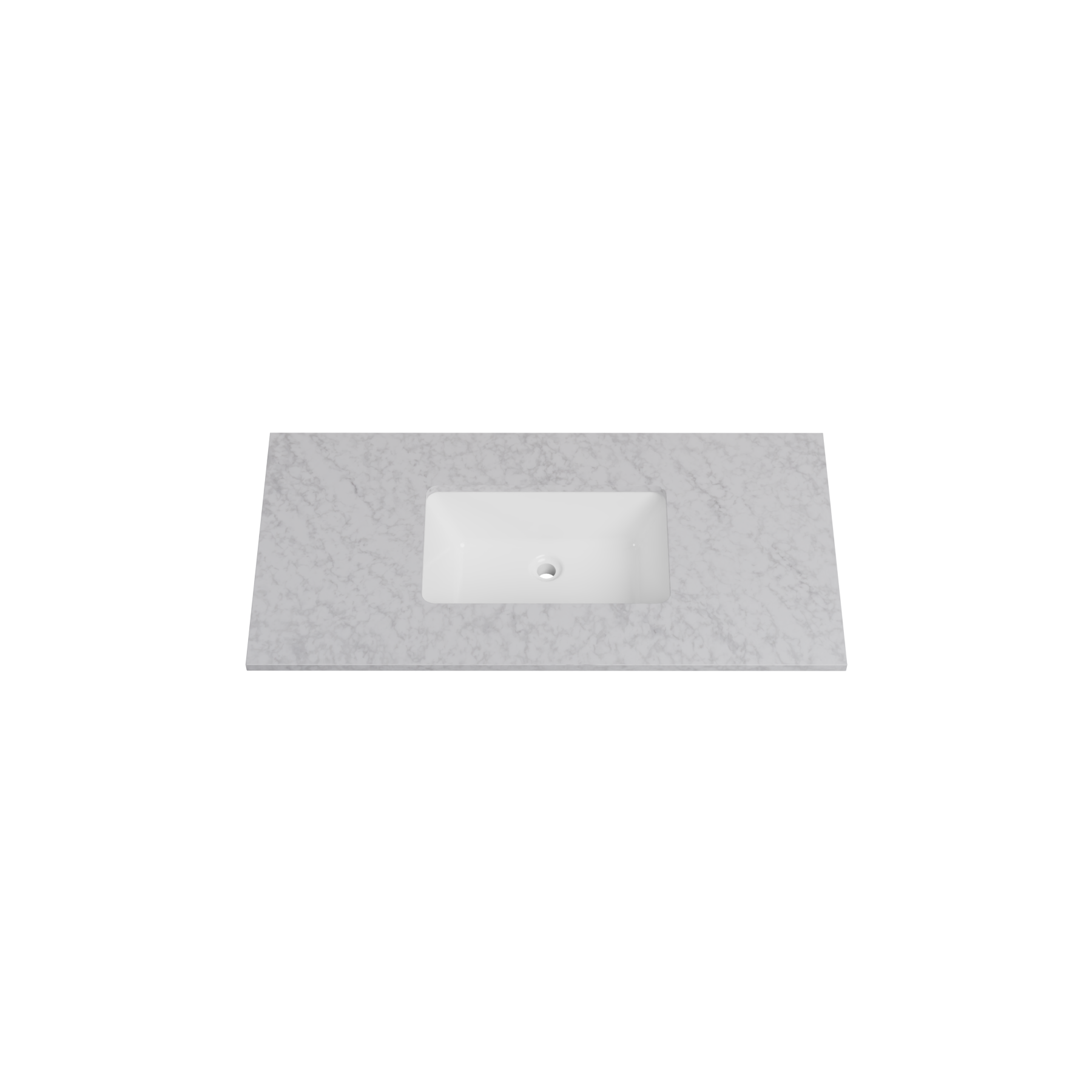 Timberline 43 Inch Solid Surface Top with Undermount Sink, Center Bowl, 22 Inch Deep, 0 Faucet Hole