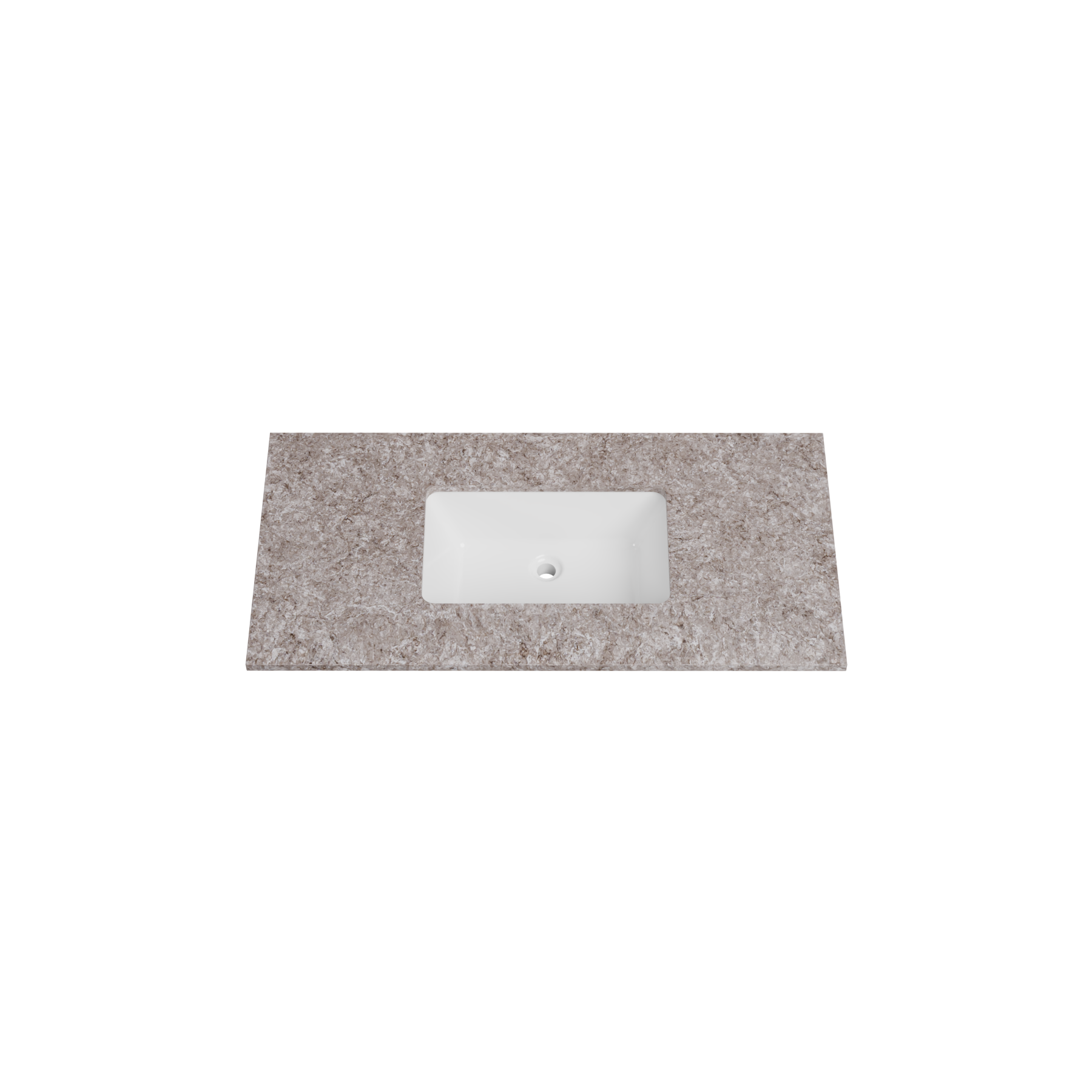 Timberline 43 Inch Solid Surface Top with Undermount Sink, Center Bowl, 22 Inch Deep, 0 Faucet Hole