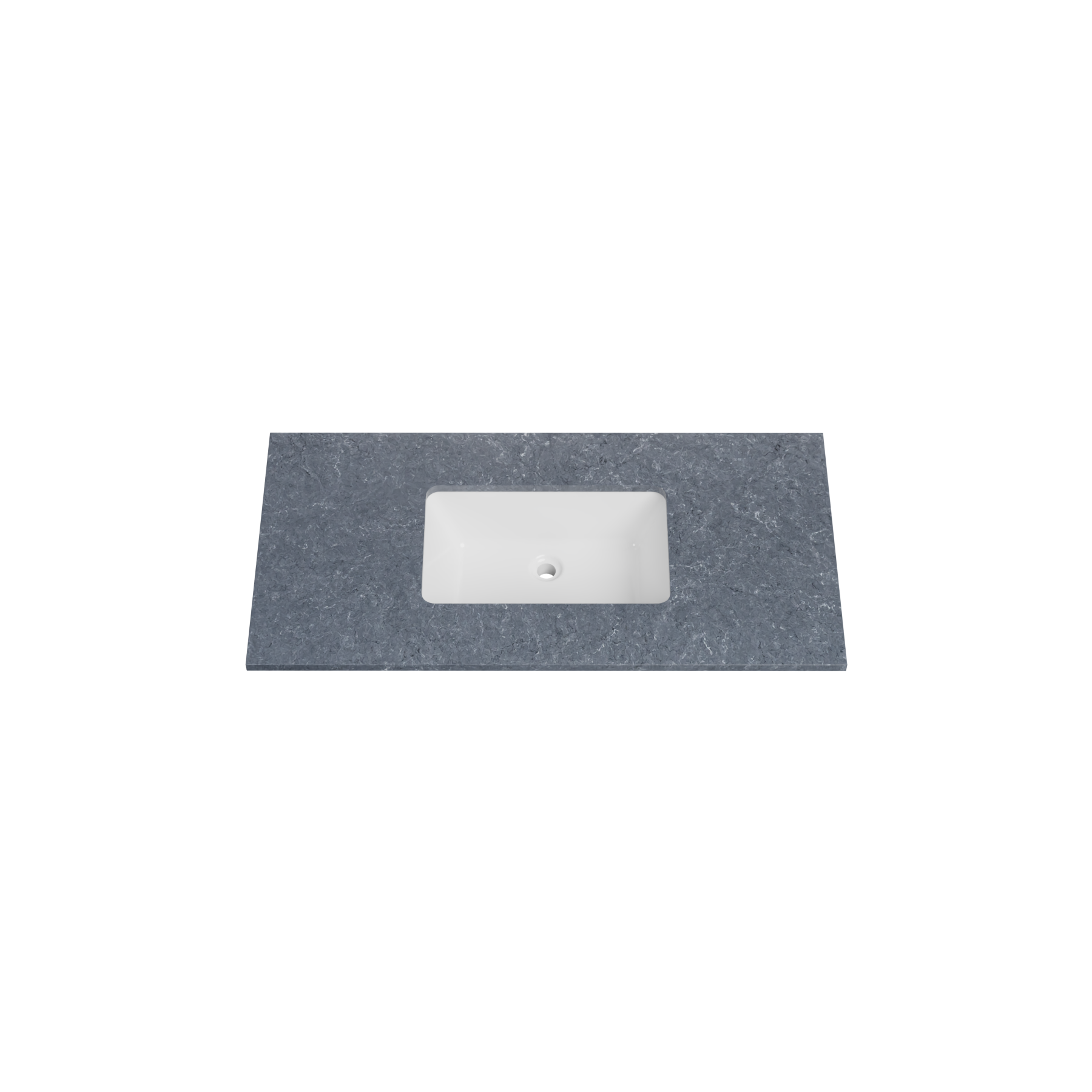 Timberline 43 Inch Solid Surface Top with Undermount Sink, Center Bowl, 22 Inch Deep, 1 Faucet Hole