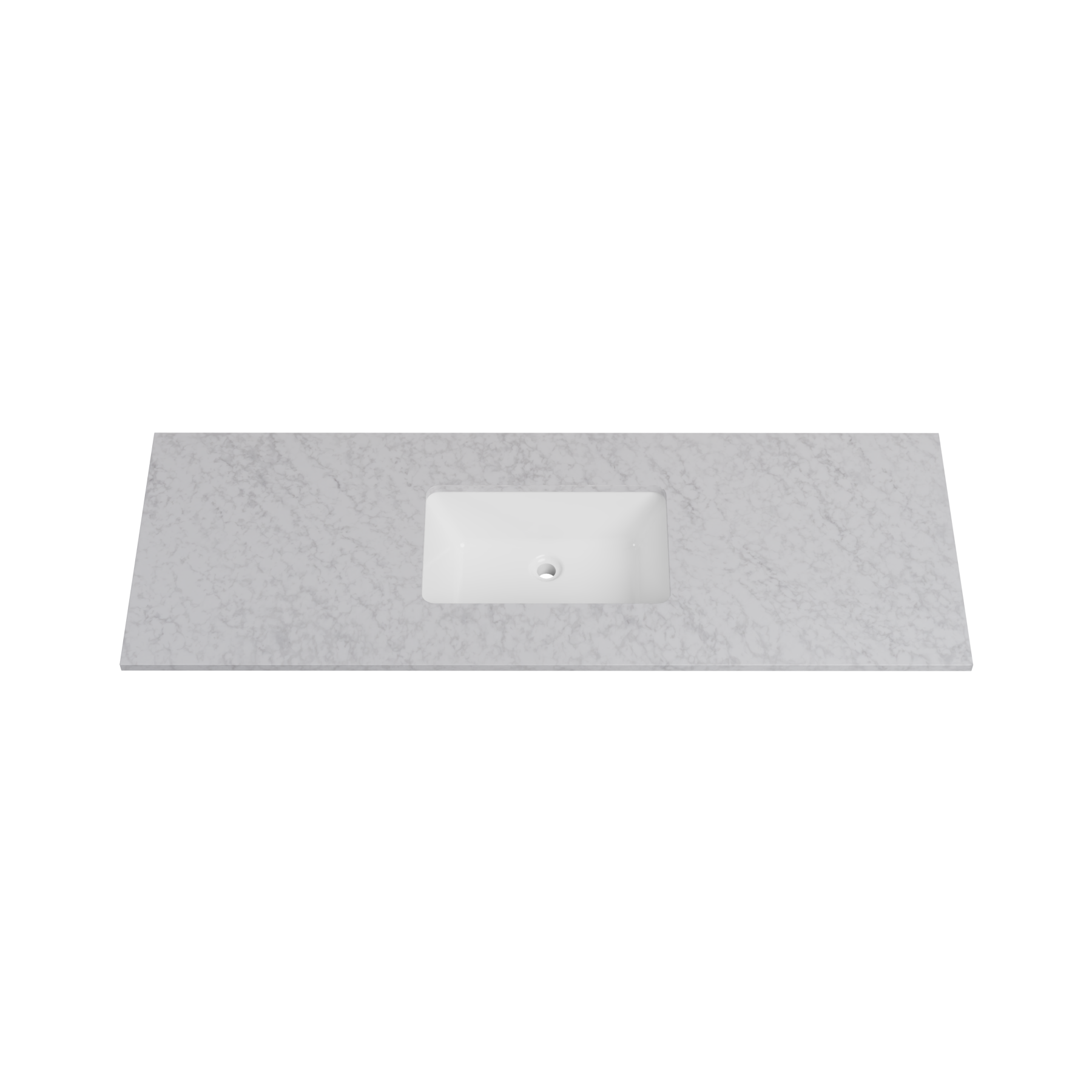 Timberline 61 Inch Solid Surface Top with Undermount Sink, Center Bowl, 22 Inch Deep, 0 Faucet Hole
