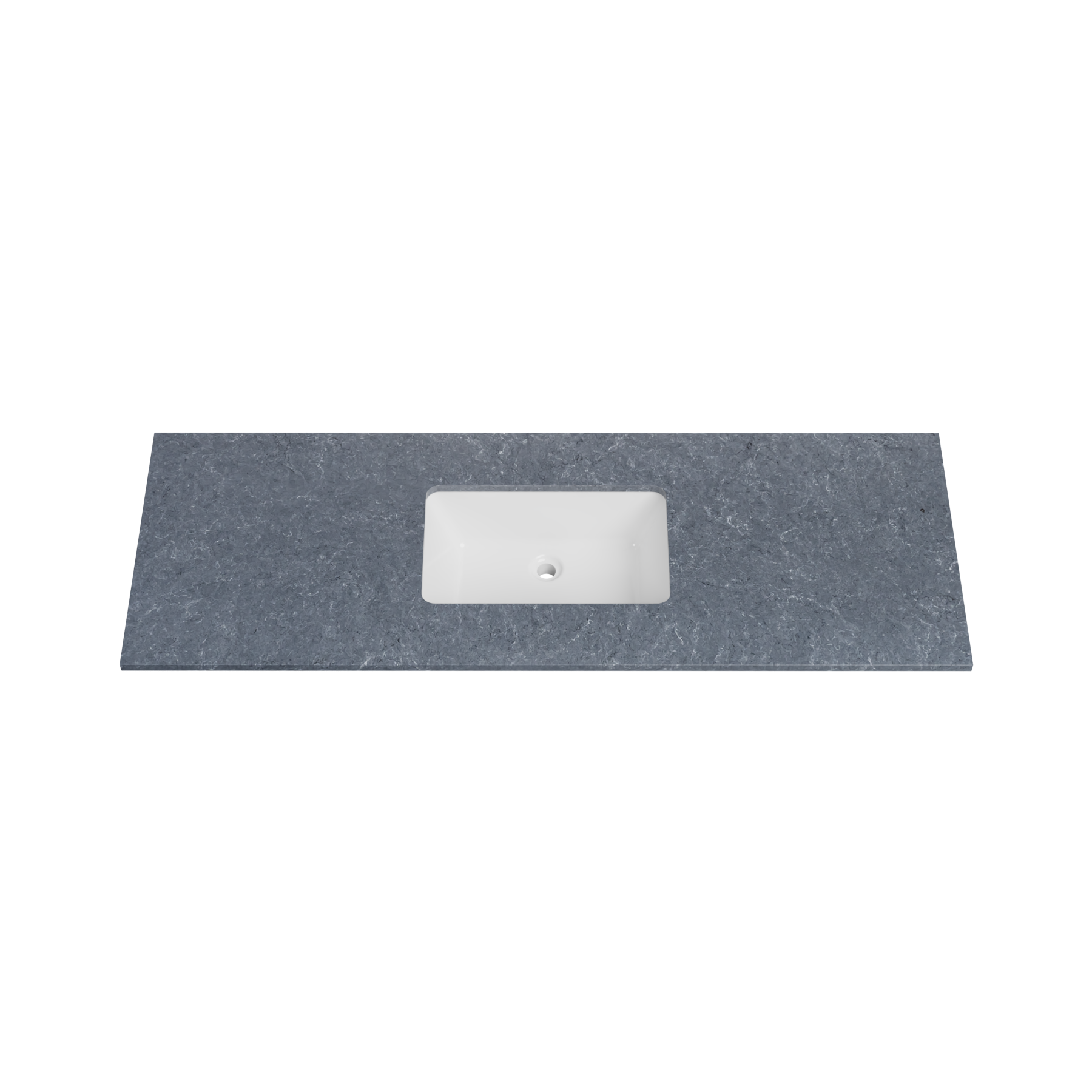 Timberline 61 Inch Solid Surface Top with Undermount Sink, Center Bowl, 22 Inch Deep, 0 Faucet Hole