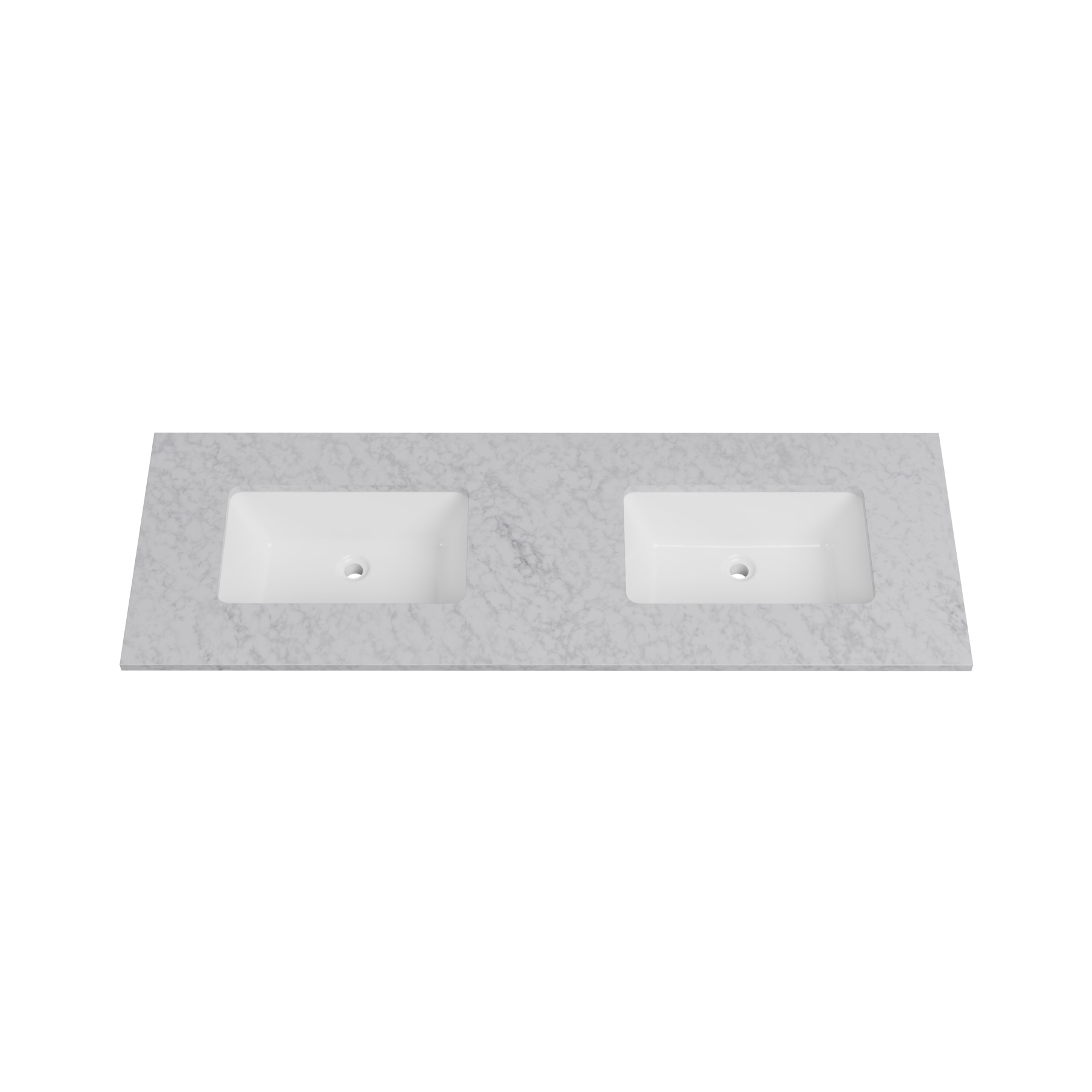 Timberline 61 Inch Solid Surface Top with Undermount Sink, Double Bowl, 22 Inch Deep, 1 Faucet Hole