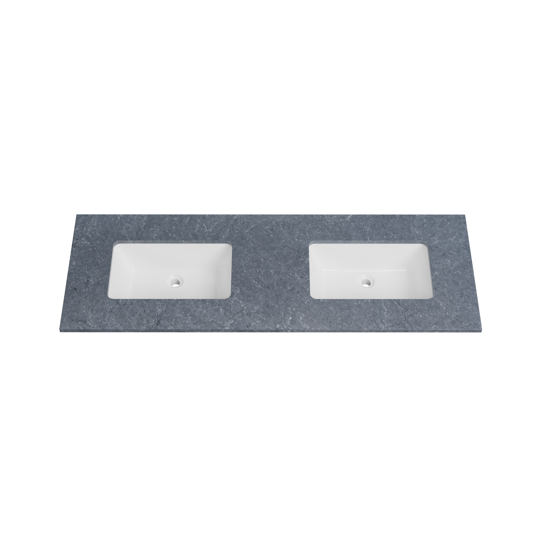 Timberline 61 Inch Solid Surface Top with Undermount Sink, Double Bowl, 22 Inch Deep, 1 Faucet Hole