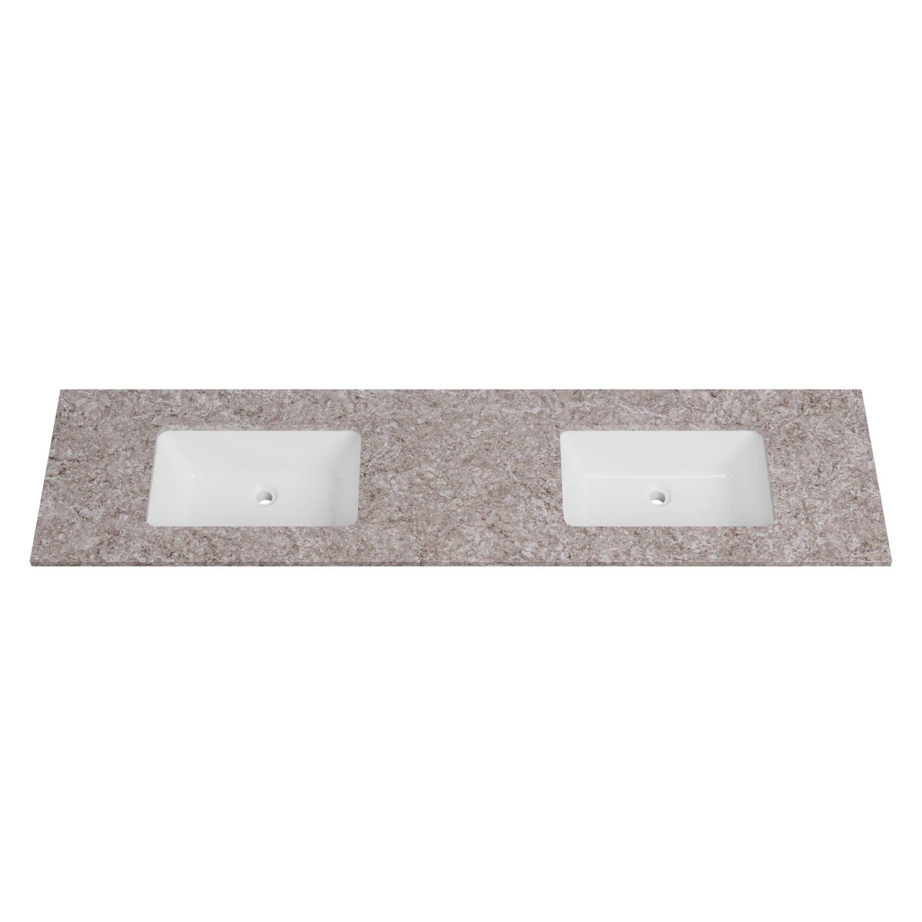 Timberline 73 Inch Solid Surface Top with Undermount Sink, Double Bowl, 19 Inch Deep, 1 Faucet Hole