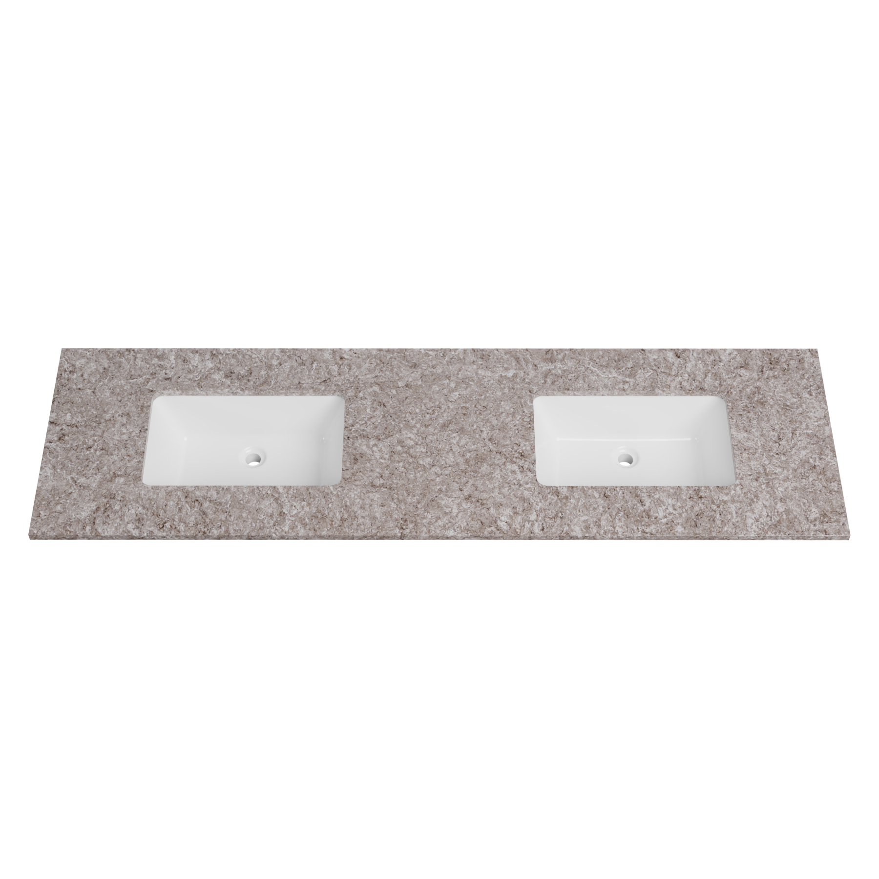 Timberline 73 Inch Solid Surface Top with Undermount Sink, Double Bowl, 22 Inch Deep, 0 Faucet Hole