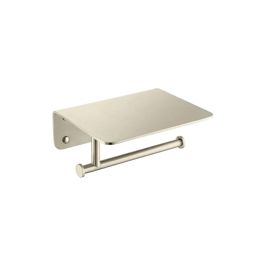 Flusso Brass Toilet Paper Holder with Cellphone Shelf by Flusso