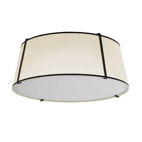 black and cream shade with white fabric diffuser flush mount