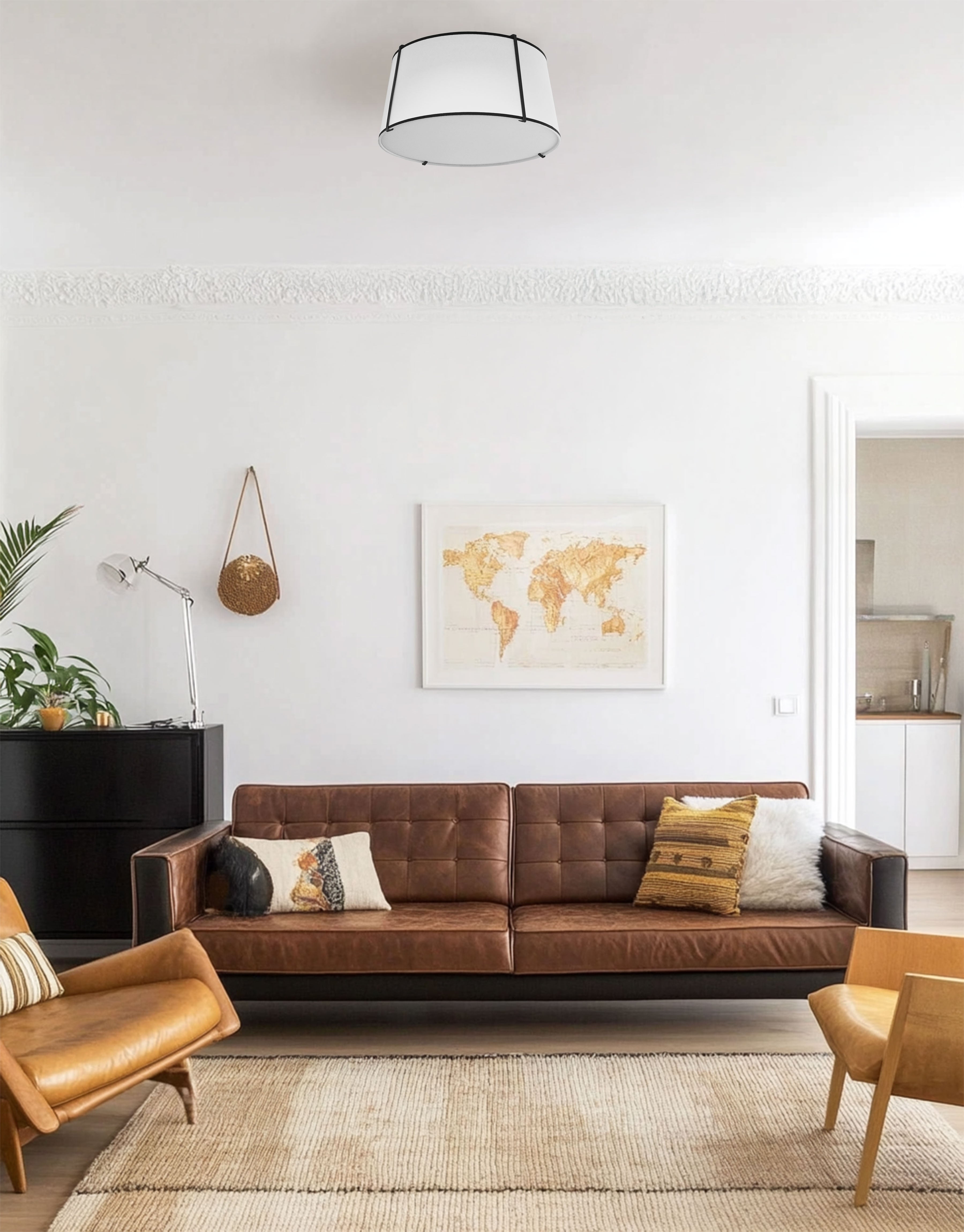 black and white shade with 790 diffuser flush mount