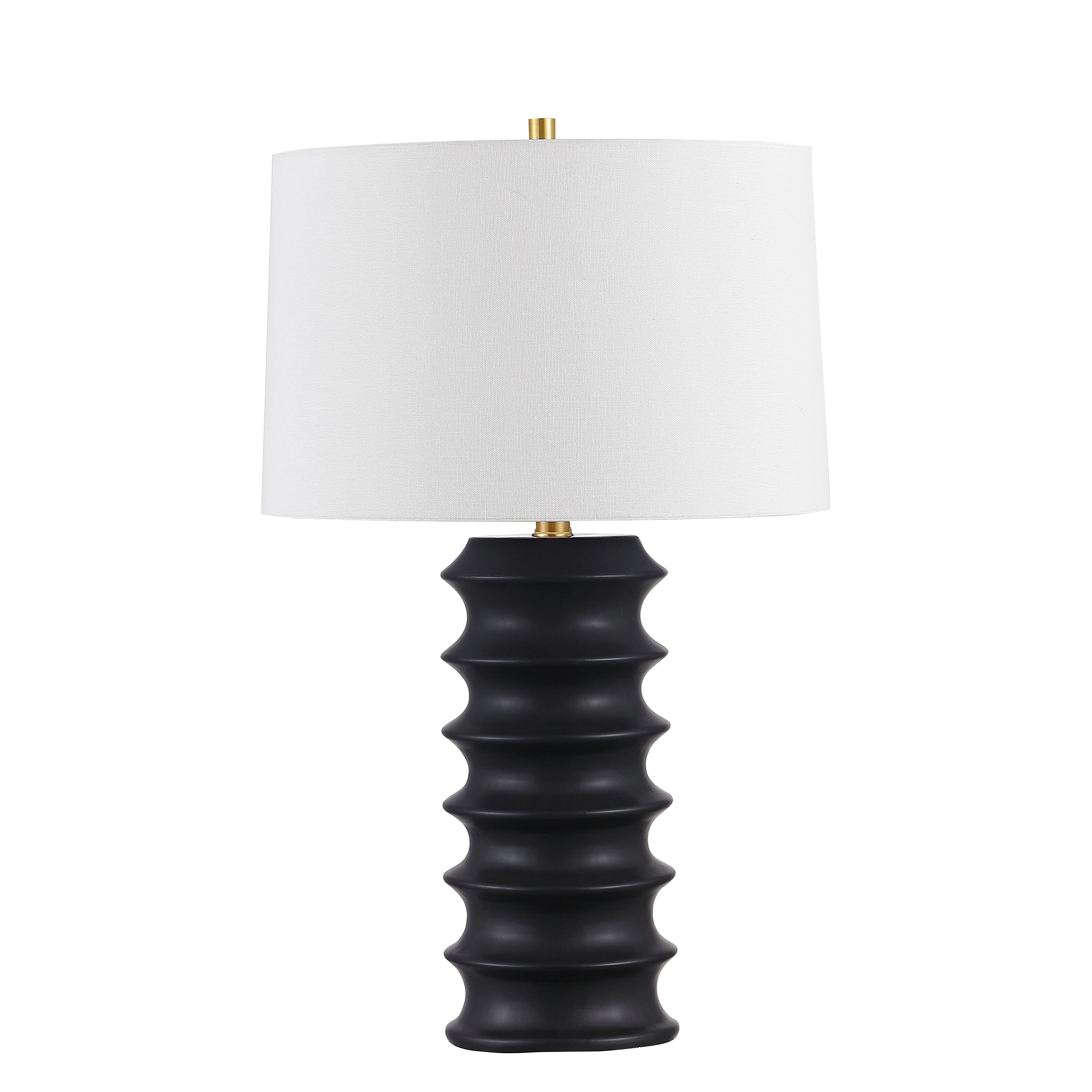 matte black with white shade table lamp