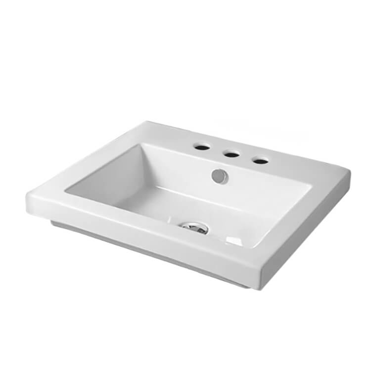 Nameeks Tecla 23-5/8" Ceramic Wall Mounted/Drop In Bathroom Sink - Includes Overflow