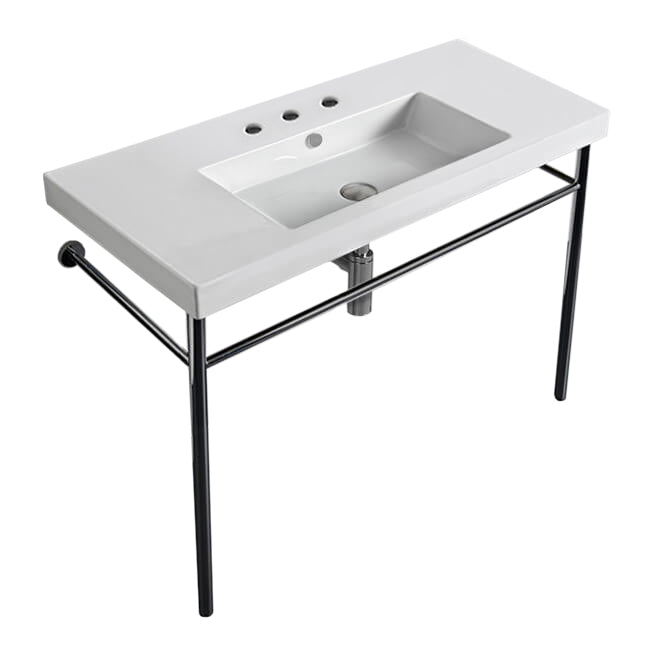 Nameeks Tecla 39-3/8" Ceramic Bathroom Sink for Console Installation - Includes Overflow