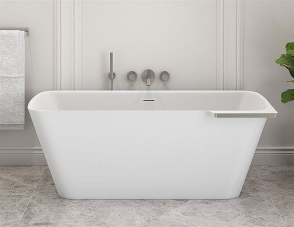 Fleurco Aria Stone 64" L x 32 1/2" W x 22 7/8" H Lukas Tub with Shelf