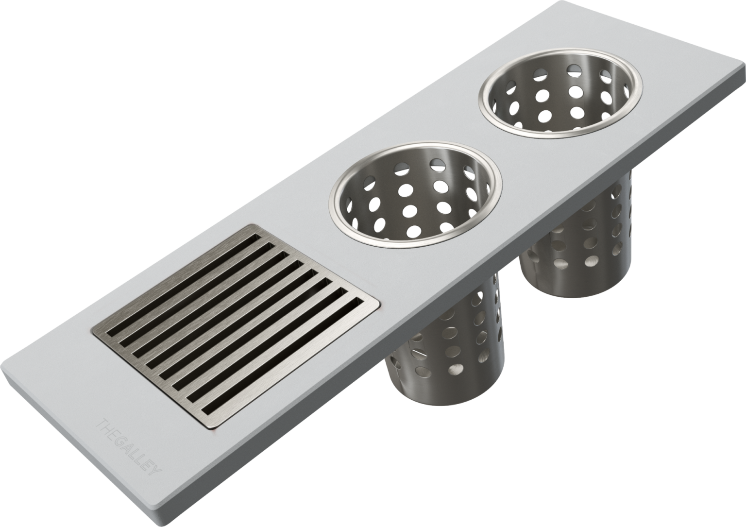 The Galley Upper Tier Utensil Caddy 6" x 18" with Mini Grate and Two Cylinders