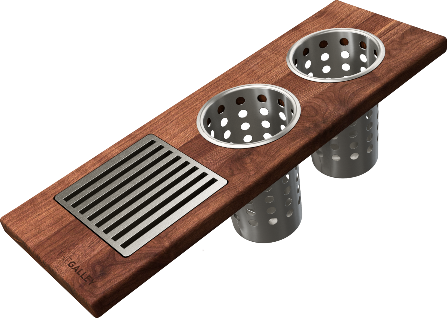 The Galley Upper Tier Utensil Caddy 6" x 18" with Mini Grate and Two Cylinders