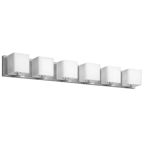 polished chrome with frosted white glass shade wall mount