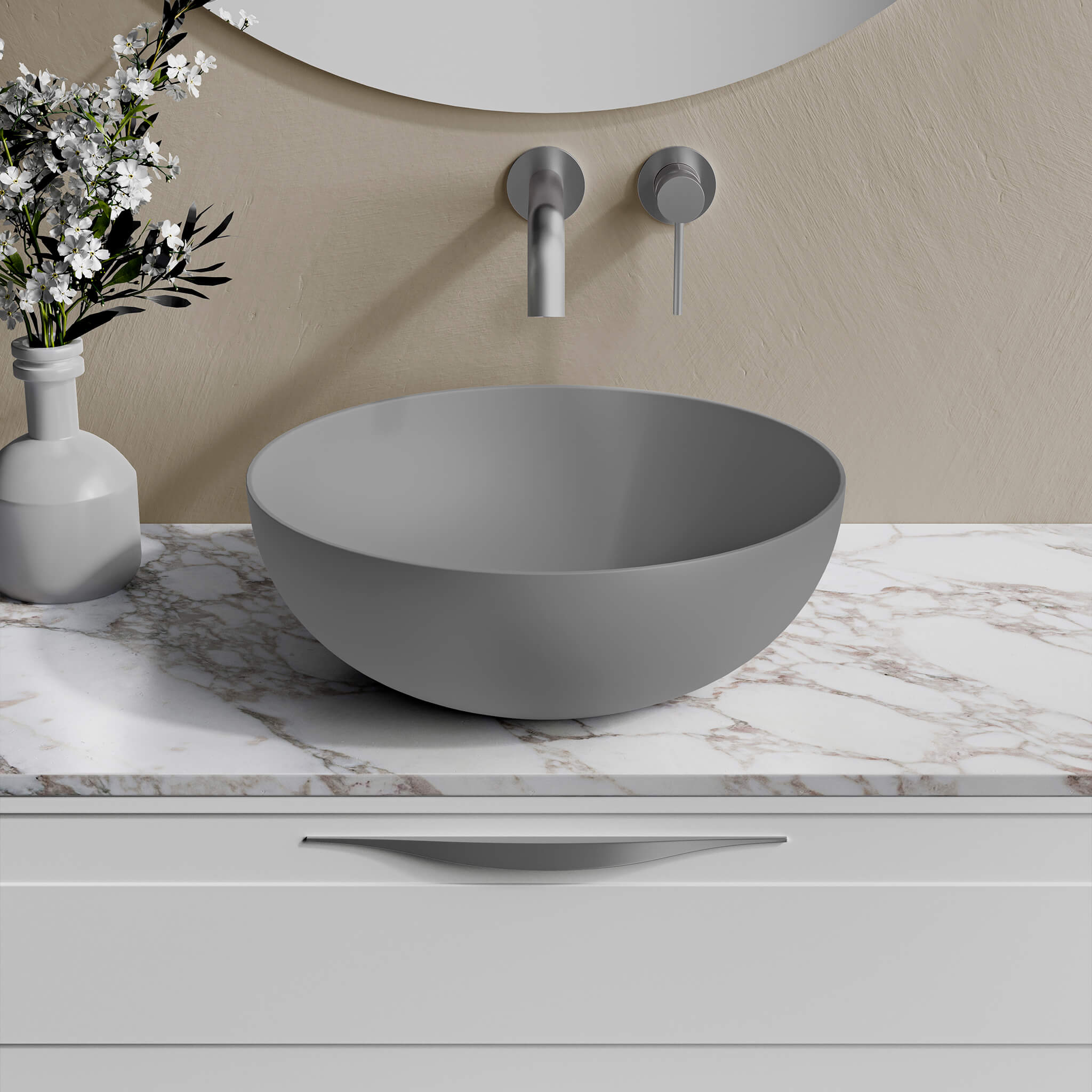 grey matte sink