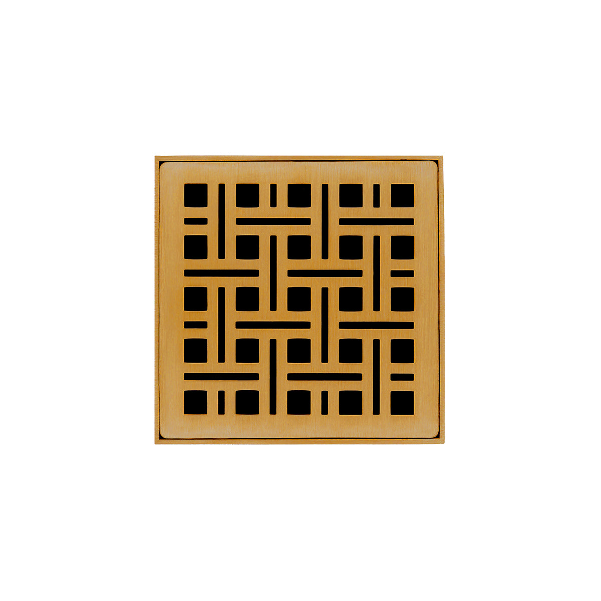 Infinity Drain 4" x 4" VD 4 Complete Kit with Weave Pattern Decorative Plate with Cast Iron Drain Body, 2" Outlet