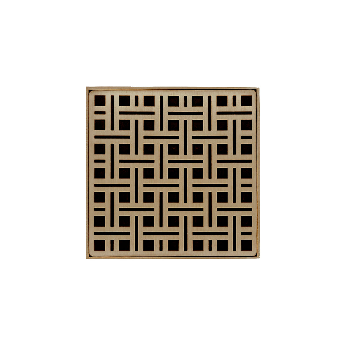 Infinity Drain 5" x 5" VD 5 High Flow Complete Kit with Weave Pattern Decorative Plate with Cast Iron Drain Body, 3" No-Hub Outlet