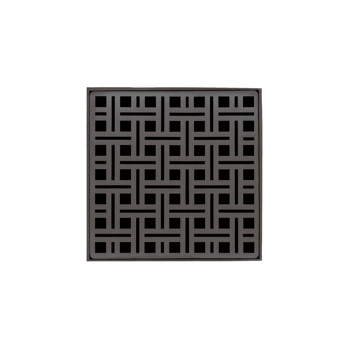 Infinity Drain 5" x 5" VDB 5 Complete Kit with Weave Pattern Decorative Plate with Stainless Steel Bonded Flange Drain Body, 2" No Hub Outlet