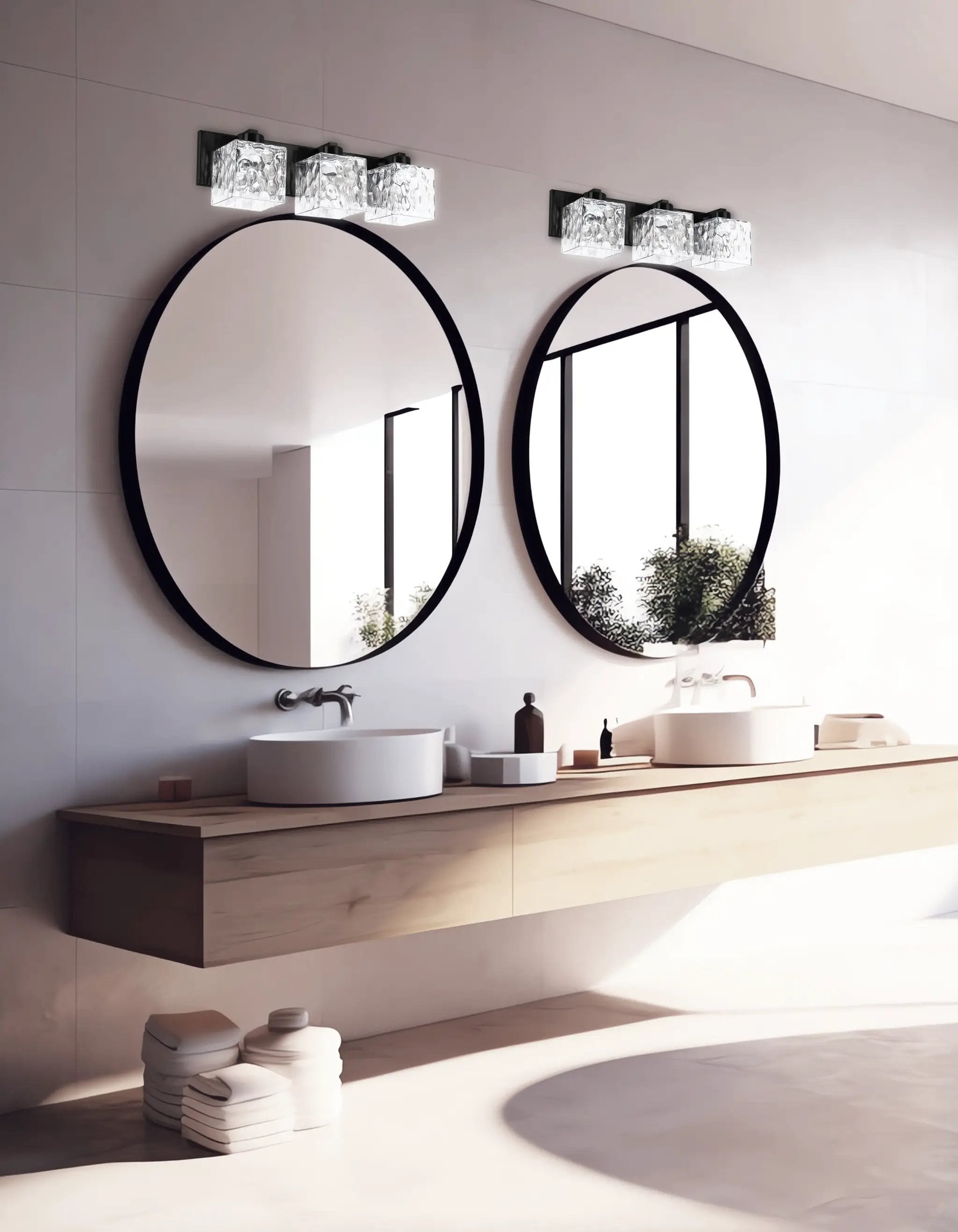 matte black with clear water glass wall mount