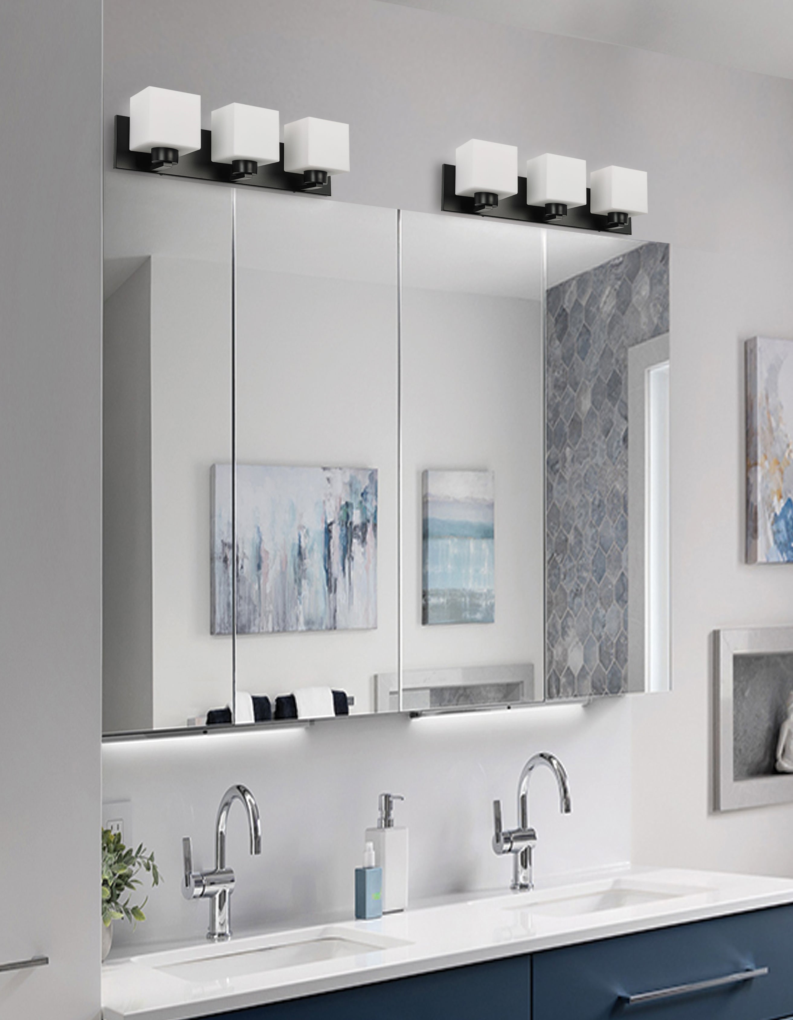 matte black with white opal glass wall mount