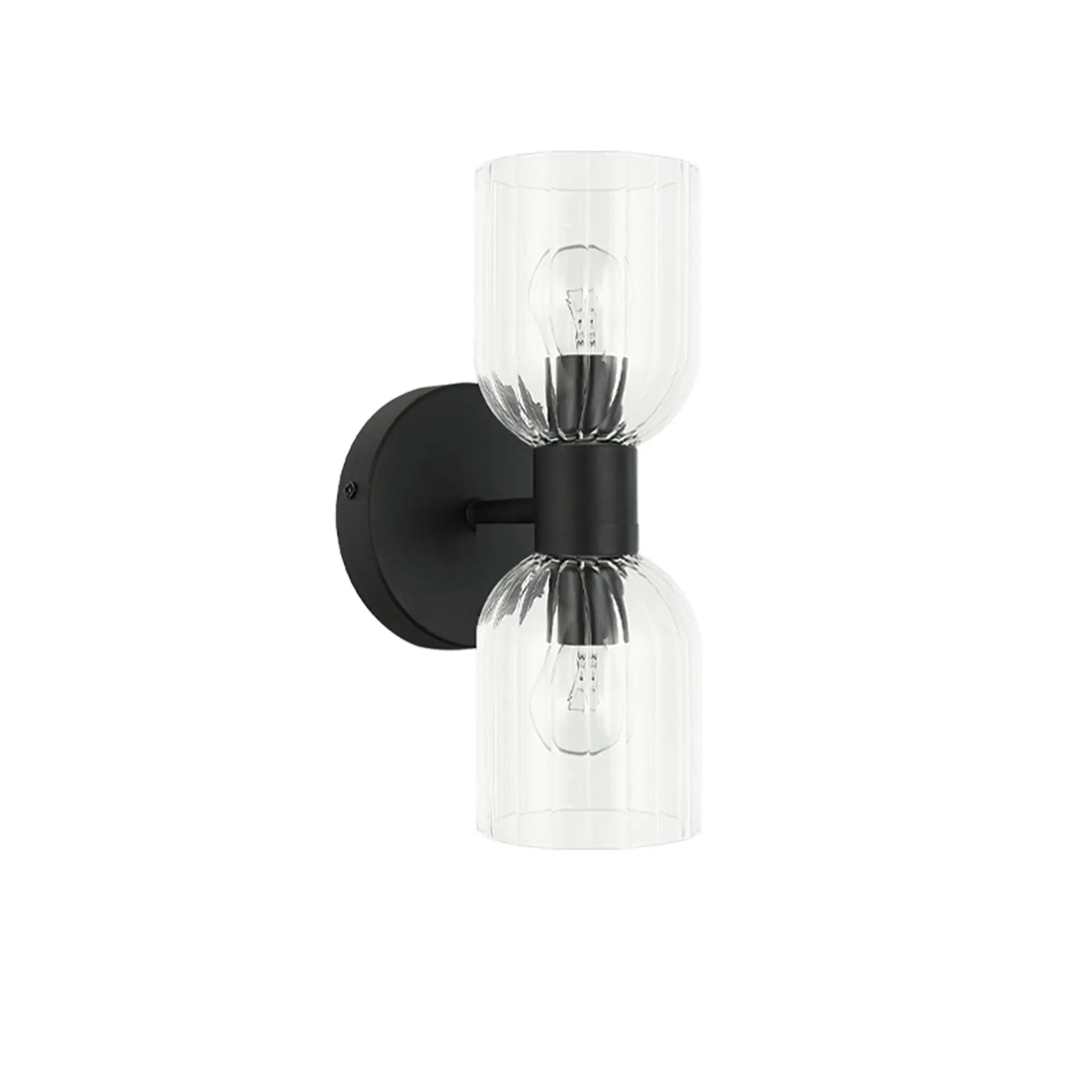 Dainolite 2 Light Incandescent Vienna Wall Sconce with Clear Ribbed Glass by Dainolite