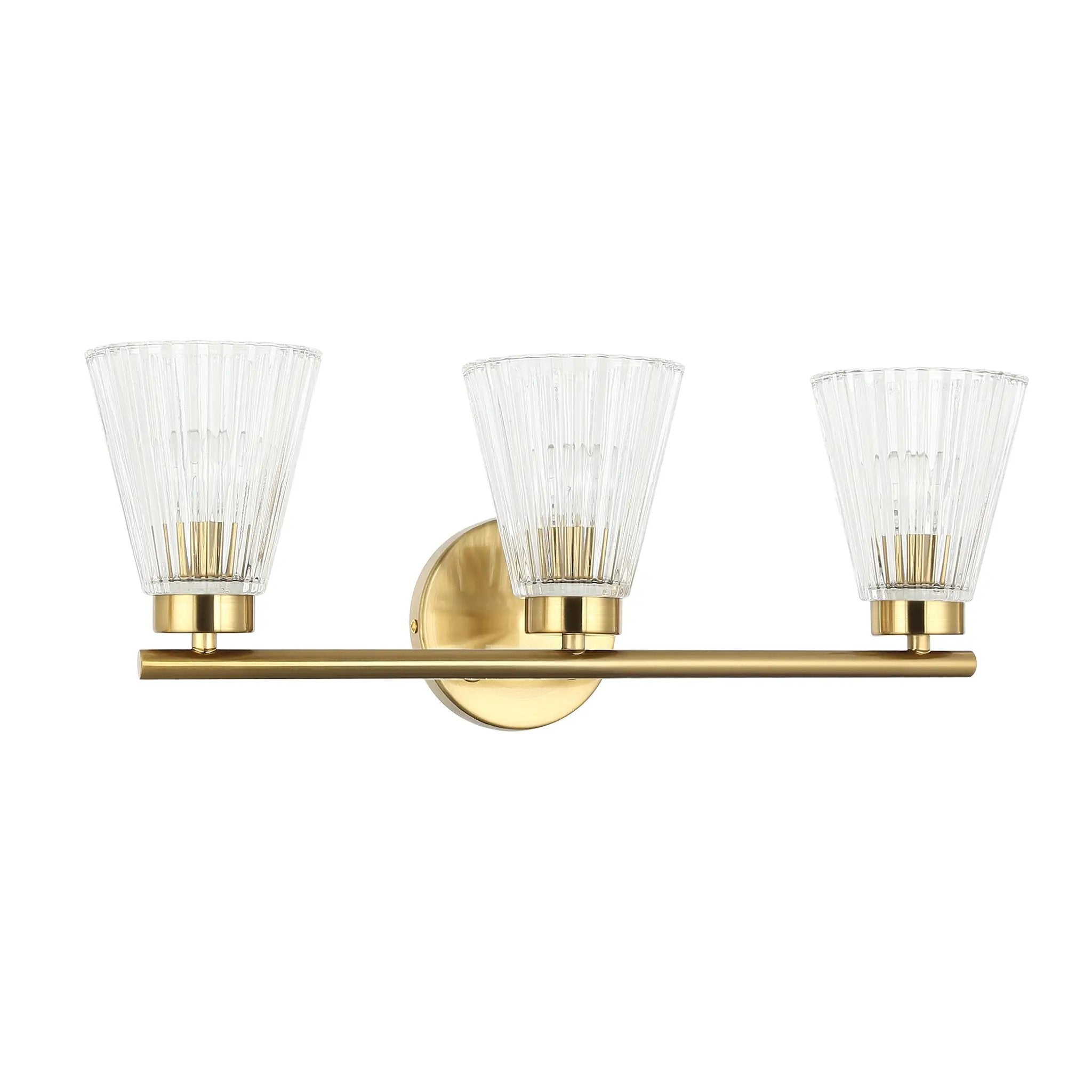 Dainolite 3 Light Incandescent Vanity with Clear Ribbed Glass by Dainolite