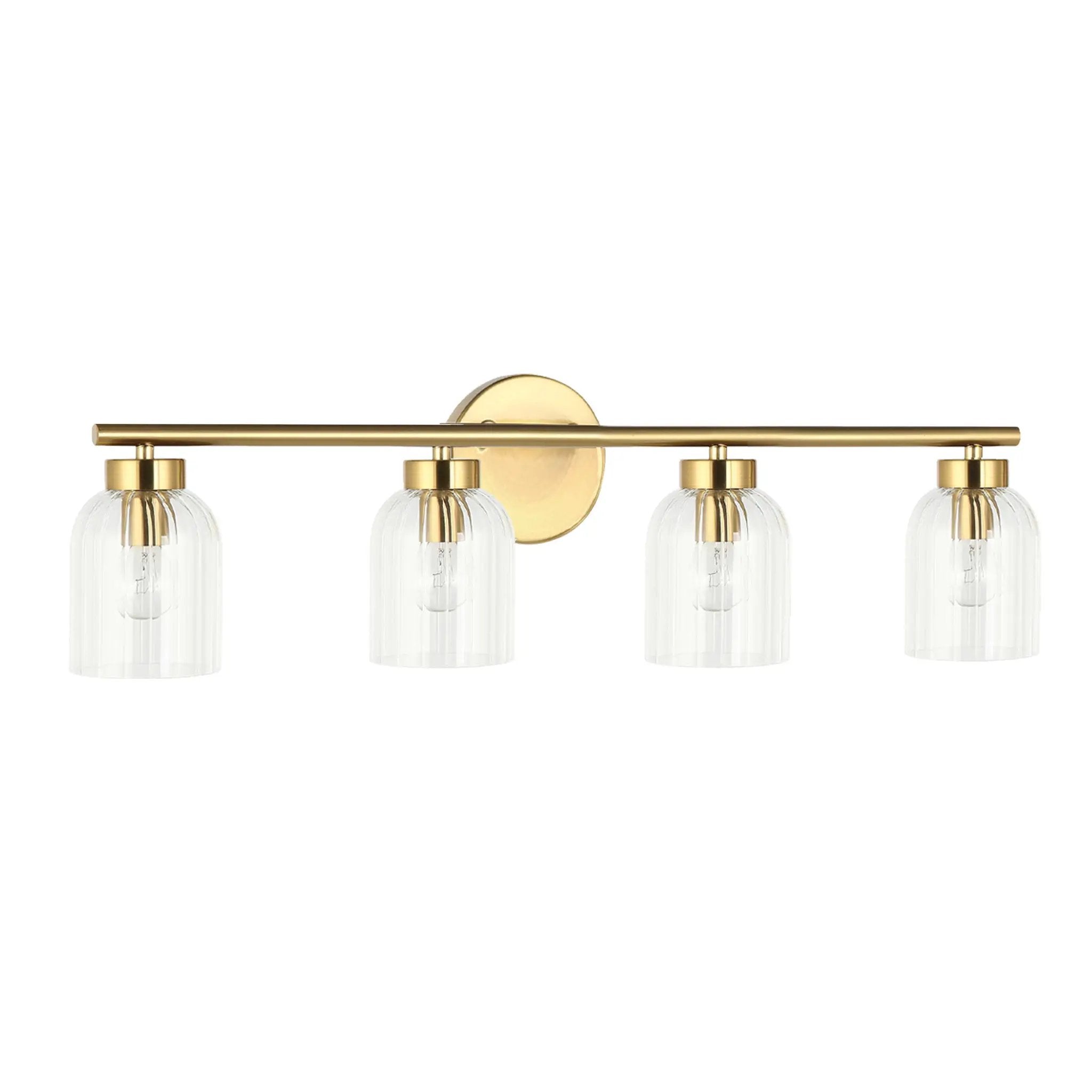 Dainolite 4 Light Incandescent Vienna Vanity with Clear Ribbed Glass by Dainolite