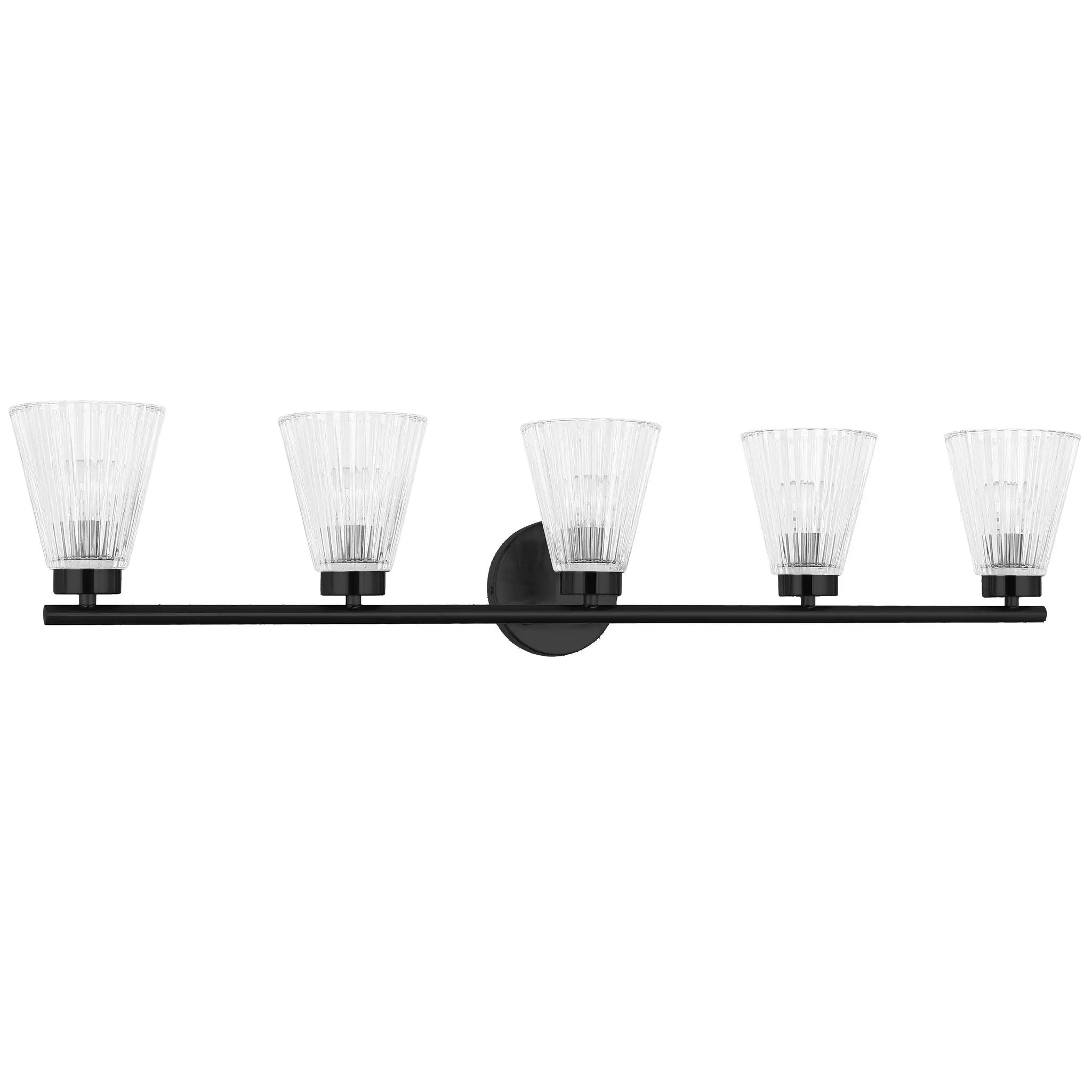 Dainolite 5 Light Incandescent Vanity with Clear Ribbed Glass by Dainolite