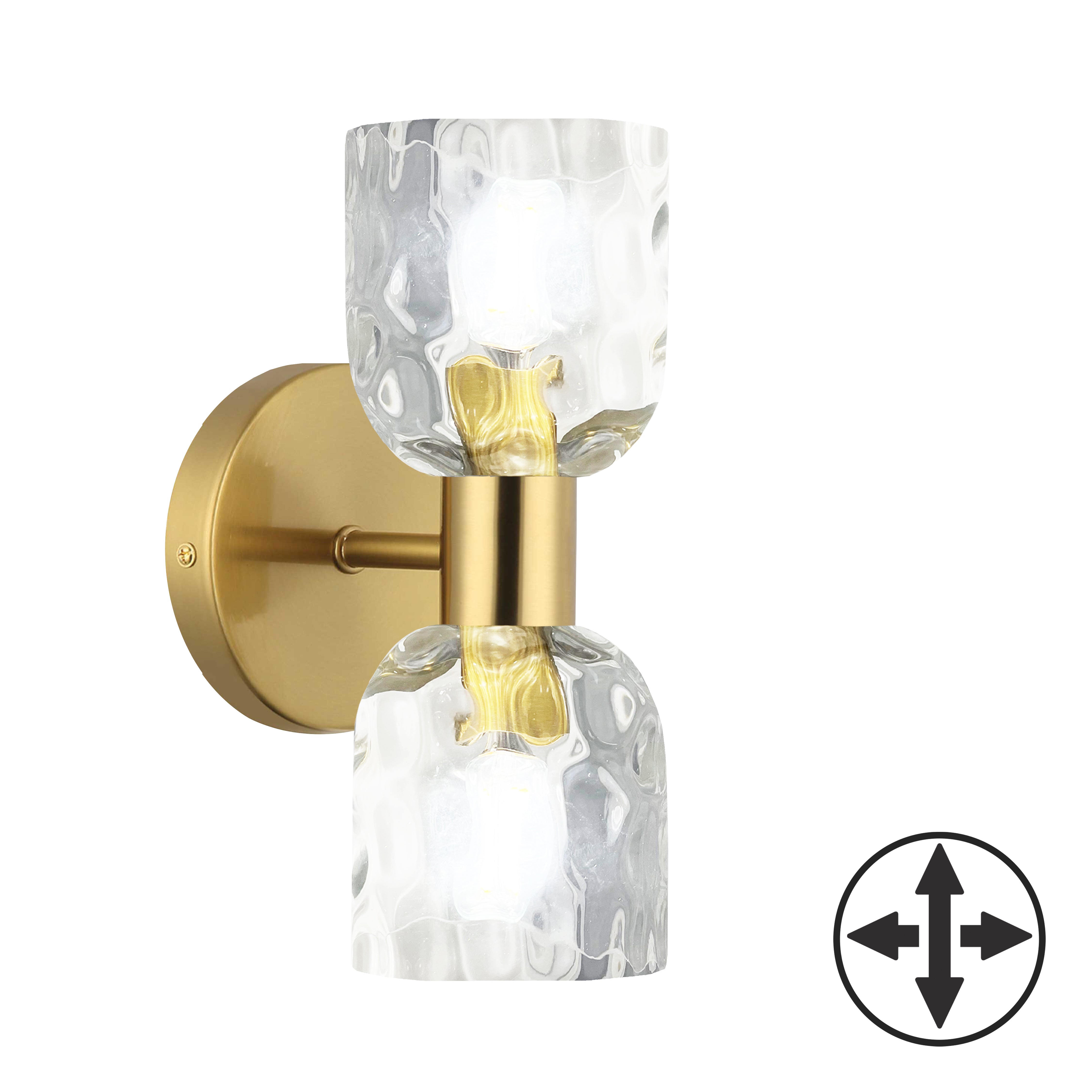 Dainolite 2 Light Wall Sconce with Clear Water Glass by Dainolite