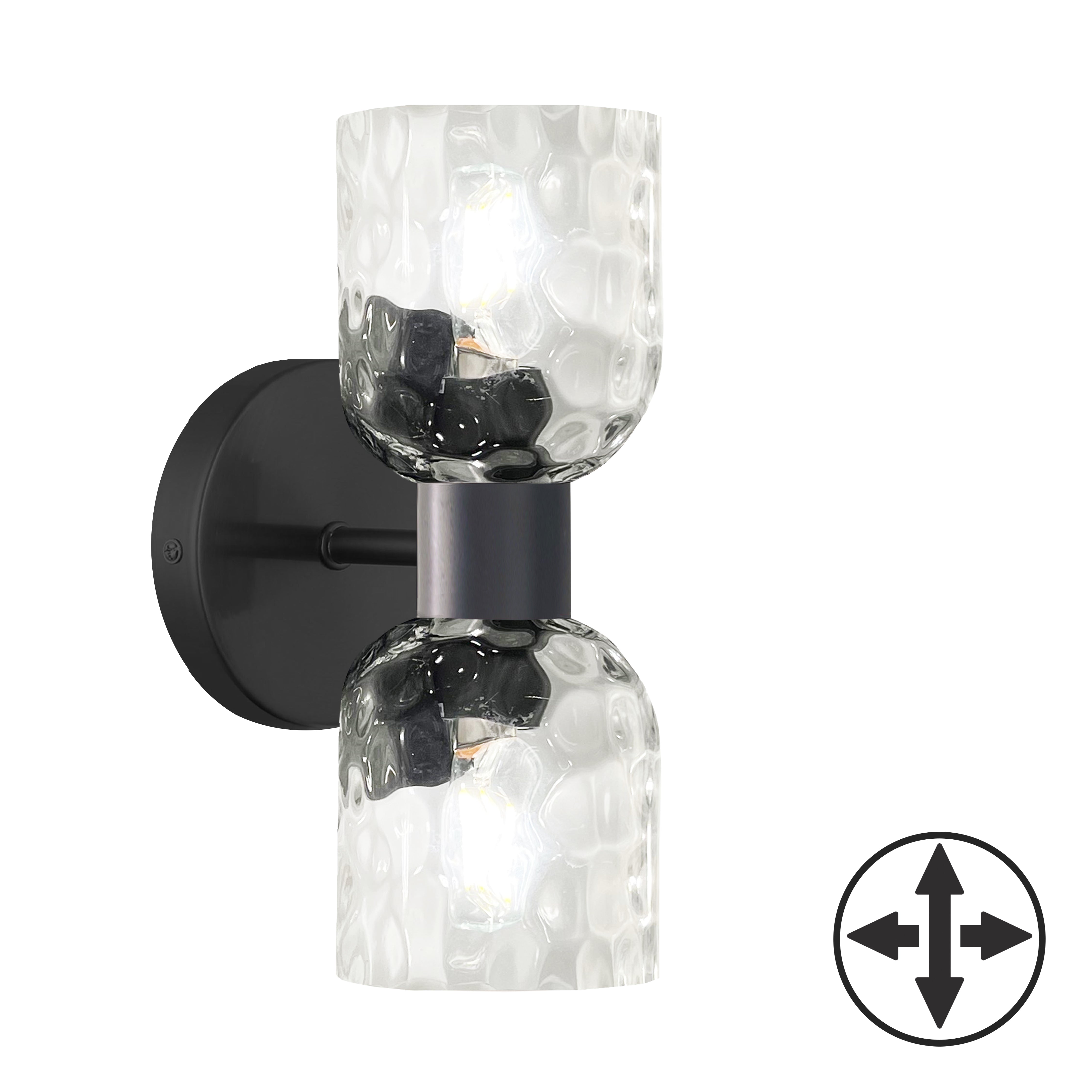 Dainolite 2 Light Wall Sconce with Clear Water Glass by Dainolite